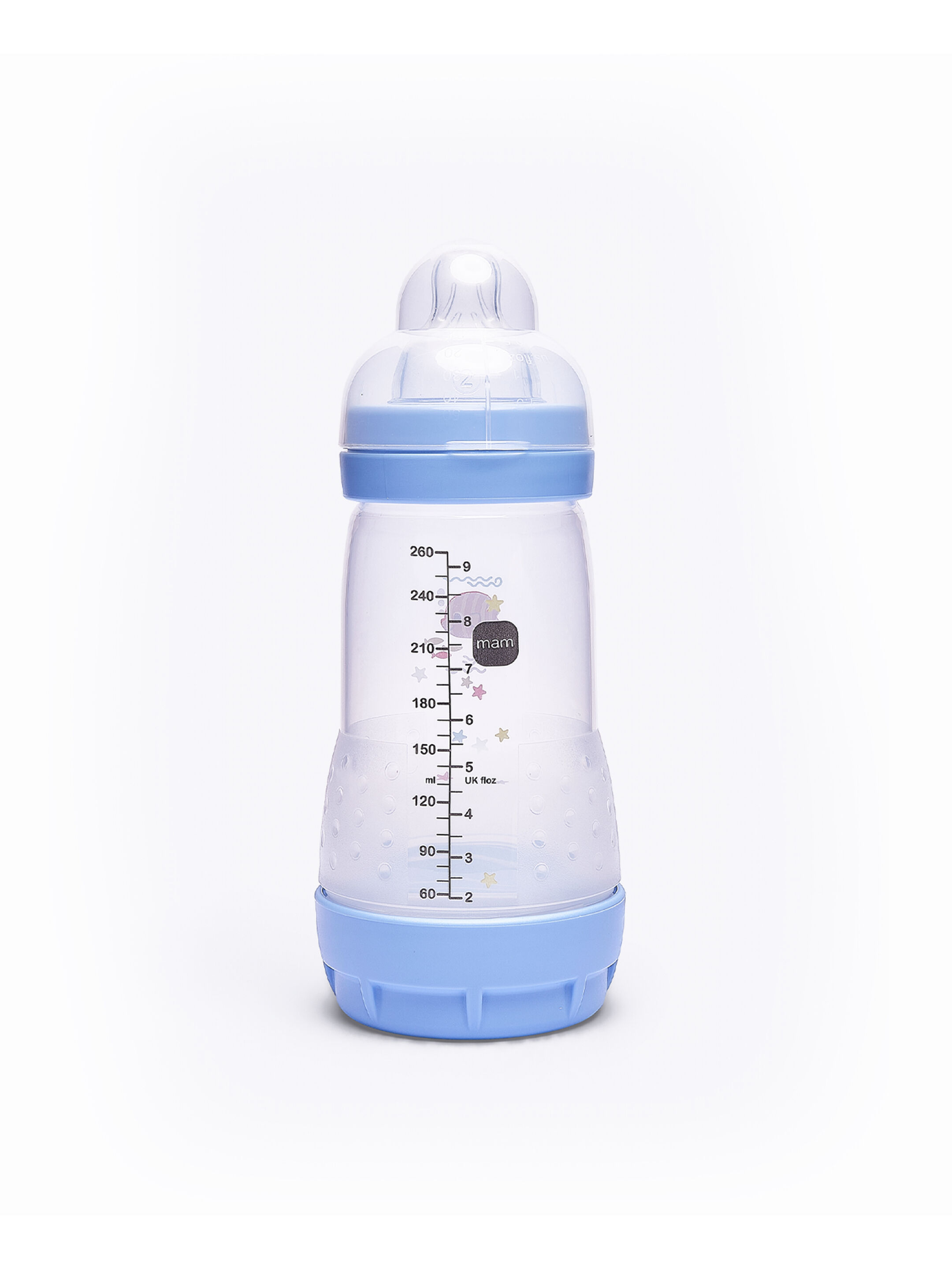 عبوة زجاجة رضاعة مرنة سيليكون مام بيبي إيزي ستارت مضادة للمغص - من سن الولادة فما فوق | سي لايف بلو - 3 قطع image number 2