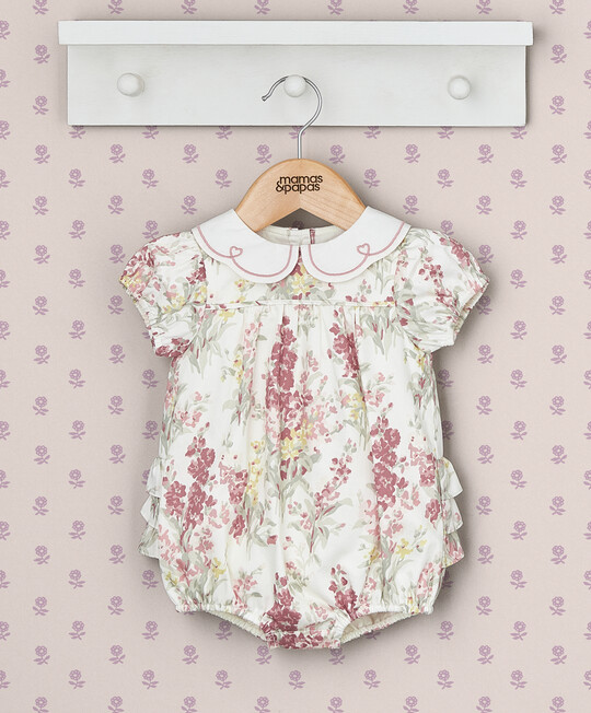 رومبر بياقة صدفية ونقشة زهور رومبر بياقة صدفية ونقشة زهور image number 1