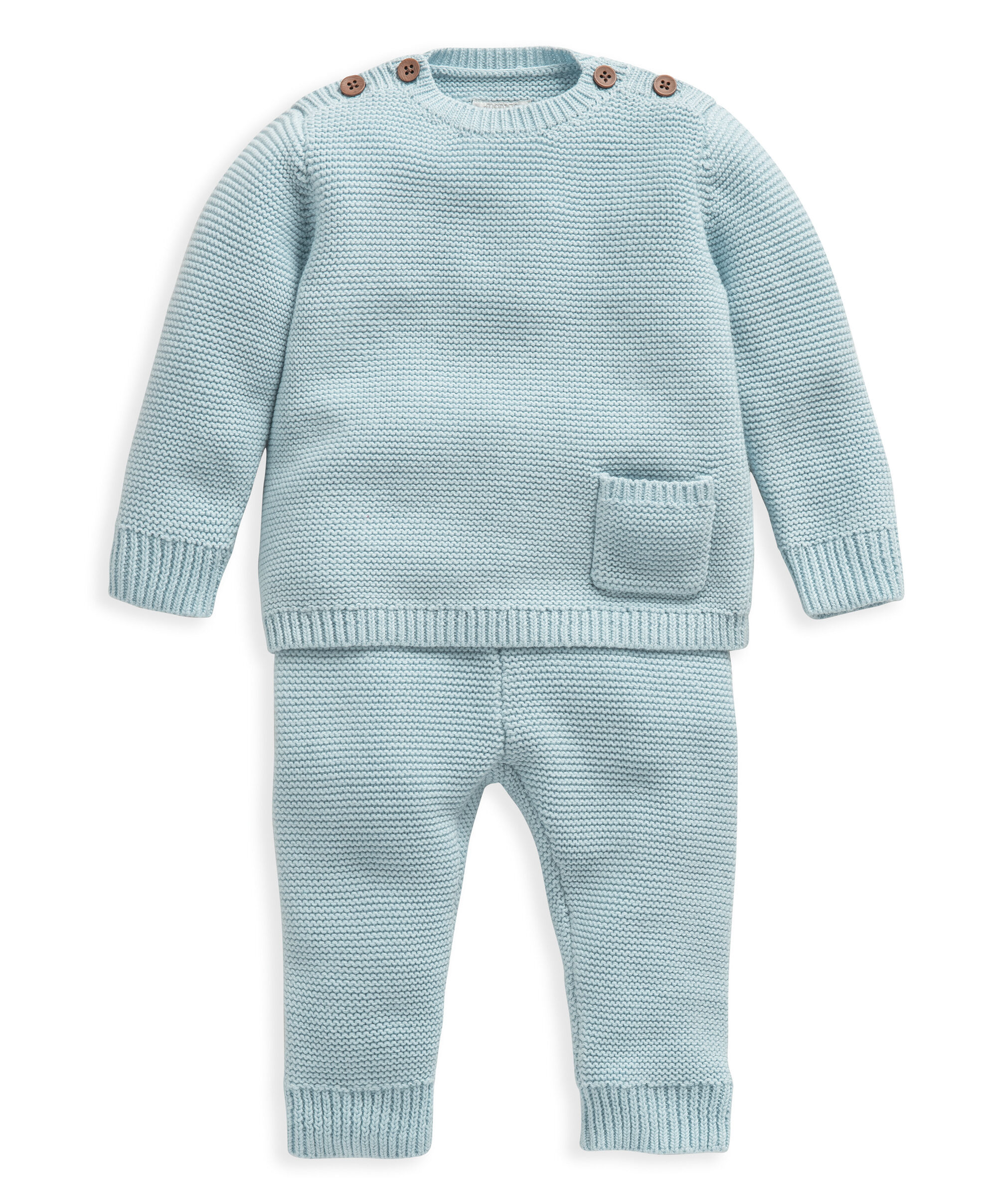 طقم منسوج بلون أزرق - قطعتان image number 1