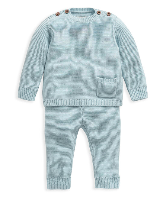 طقم منسوج بلون أزرق - قطعتان طقم منسوج بلون أزرق - قطعتان image number 1