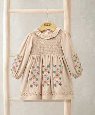 فستان مطرز قطن مخملي مضلع فستان مطرز قطن مخملي مضلع