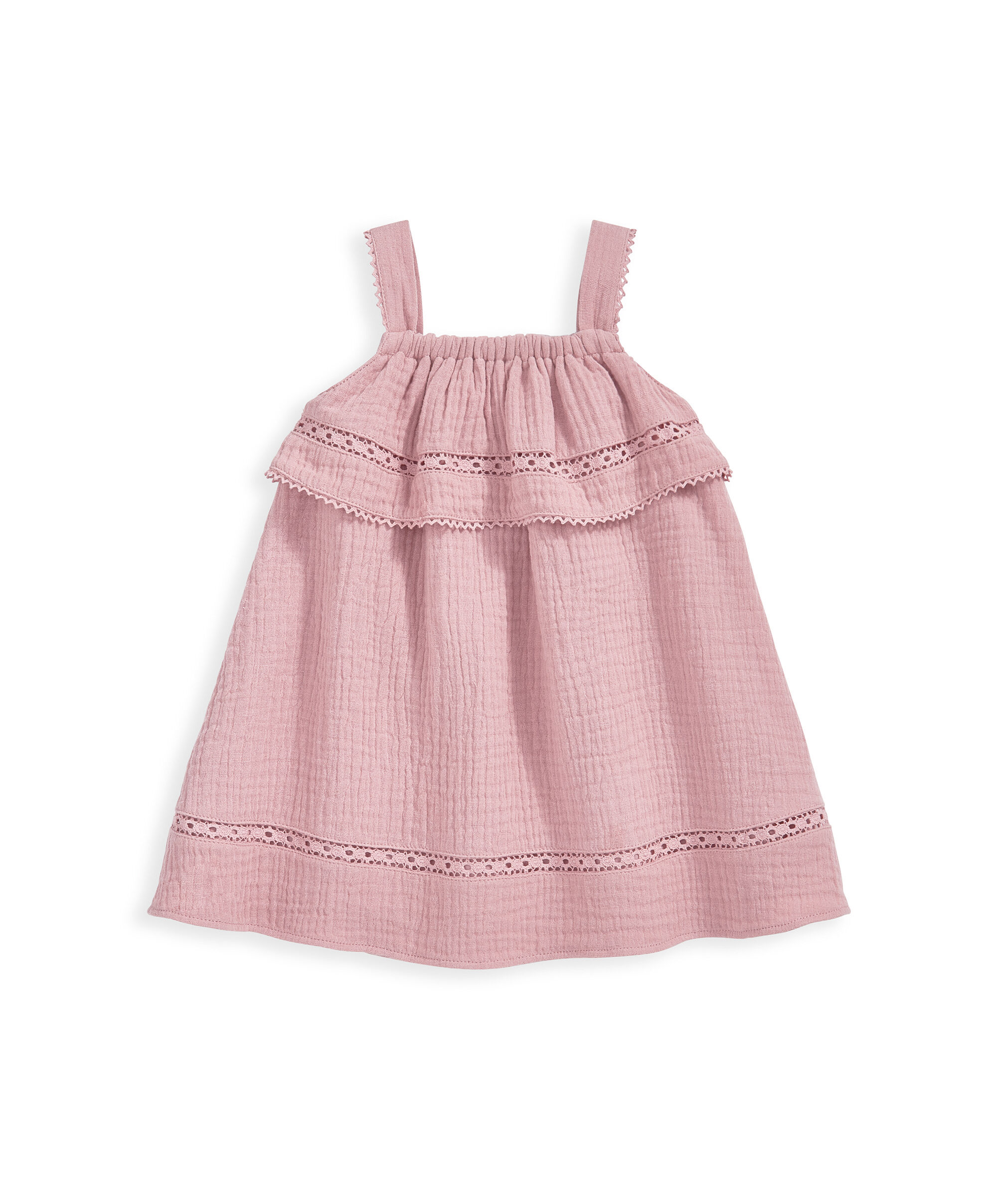 فستان بحافة دانتيل - وردي image number 2