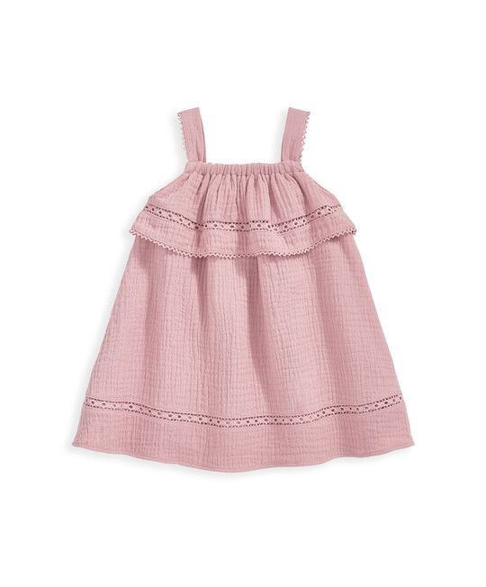 فستان بحافة دانتيل - وردي فستان بحافة دانتيل - وردي image number 2