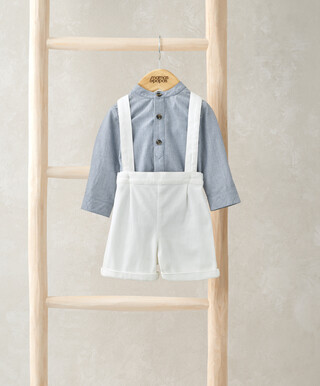 طقم قميص وشورت بنقشة خطوط - قطعتان طقم قميص وشورت بنقشة خطوط - قطعتان