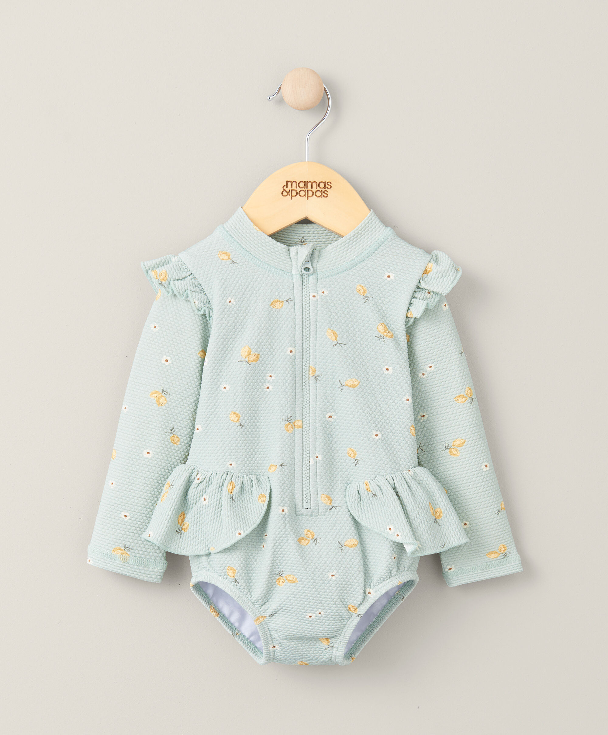 بدلة سباحة بكشكش وأكمام طويلة - وردي image number 1