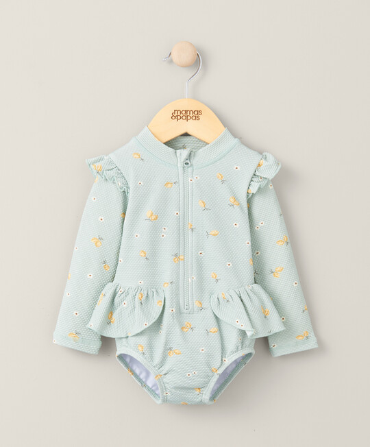 بدلة سباحة بكشكش وأكمام طويلة - وردي بدلة سباحة بكشكش وأكمام طويلة - وردي image number 1