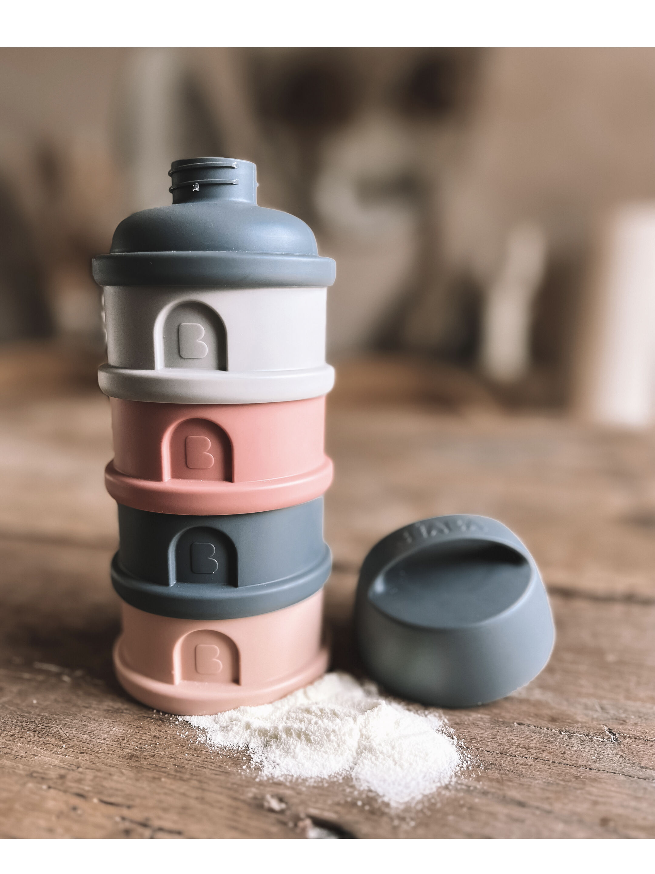 حافظة حليب صناعي بأربعة أقسام من بيبا - رمادي/ وردي image number 3