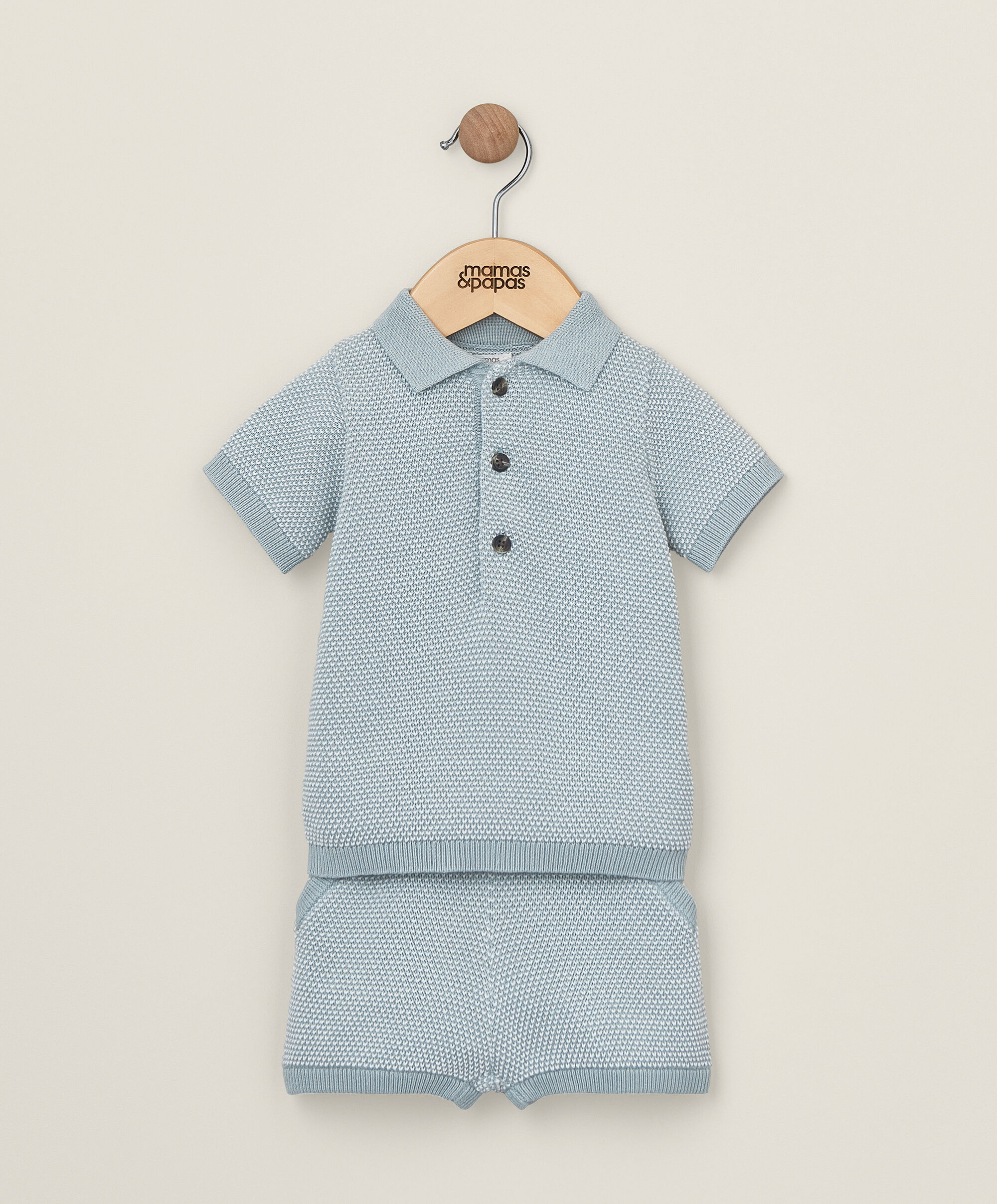 طقم تي شيرت بولو وشورت منسوج - قطعتان image number 1