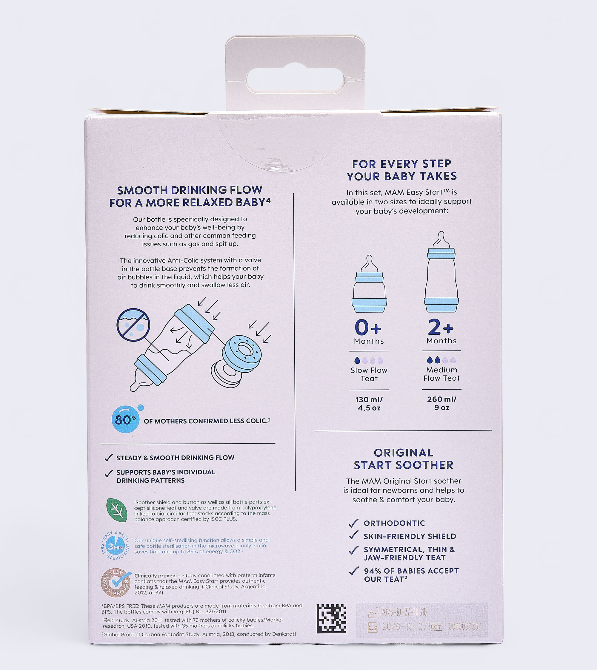 عبوة زجاجة رضاعة مرنة سيليكون مام بيبي إيزي ستارت مضادة للمغص - من سن الولادة فما فوق | سي لايف بينك - 3 قطع image number 4