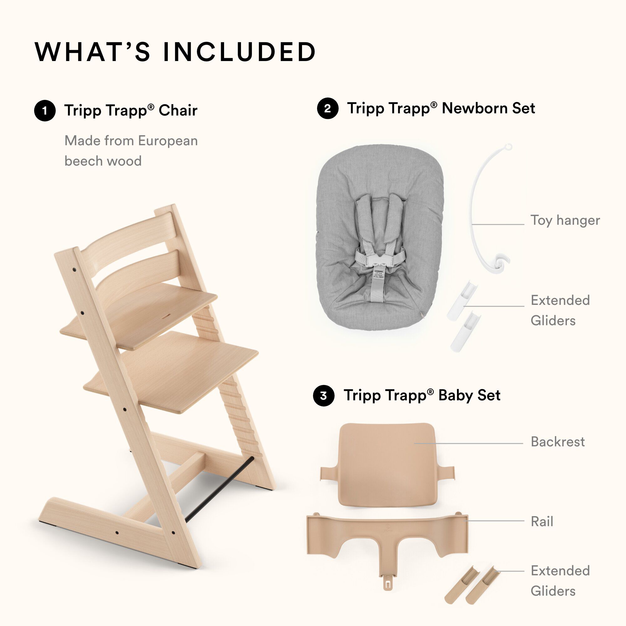 Stokke Tripp Trapp Chair + Baby & Newborn Set Bundle - White (3 pieces) image number 2