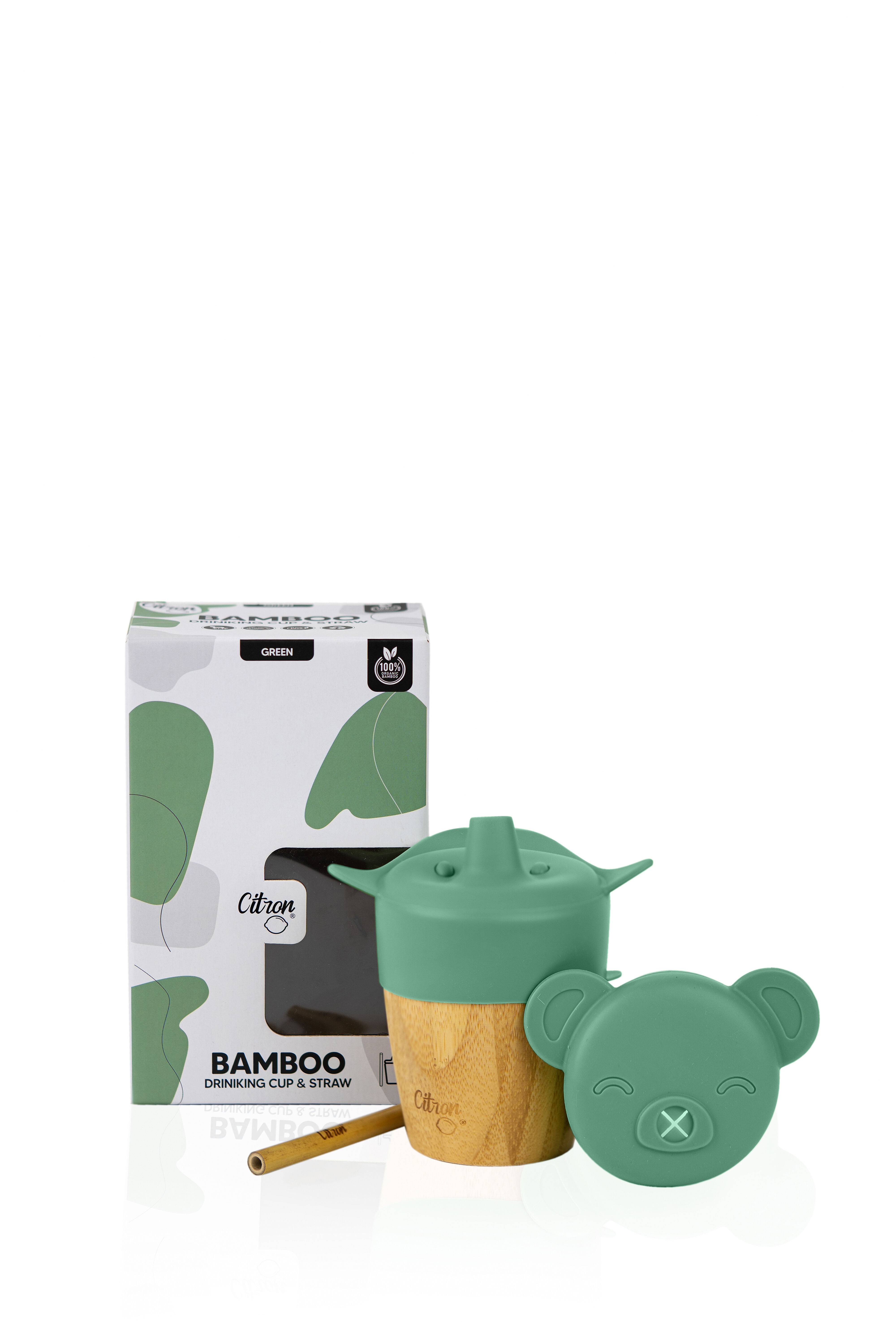 كوب بامبو عضوي بأغطية من سيترون - أخضر فاتح image number 2