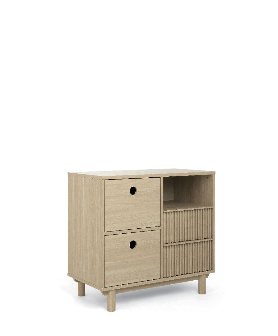 مجموعة سرير أطفال ووحدة أدراج أوسكا ضيقة بسطح للتغيير - اوك، قطعتين image number 3