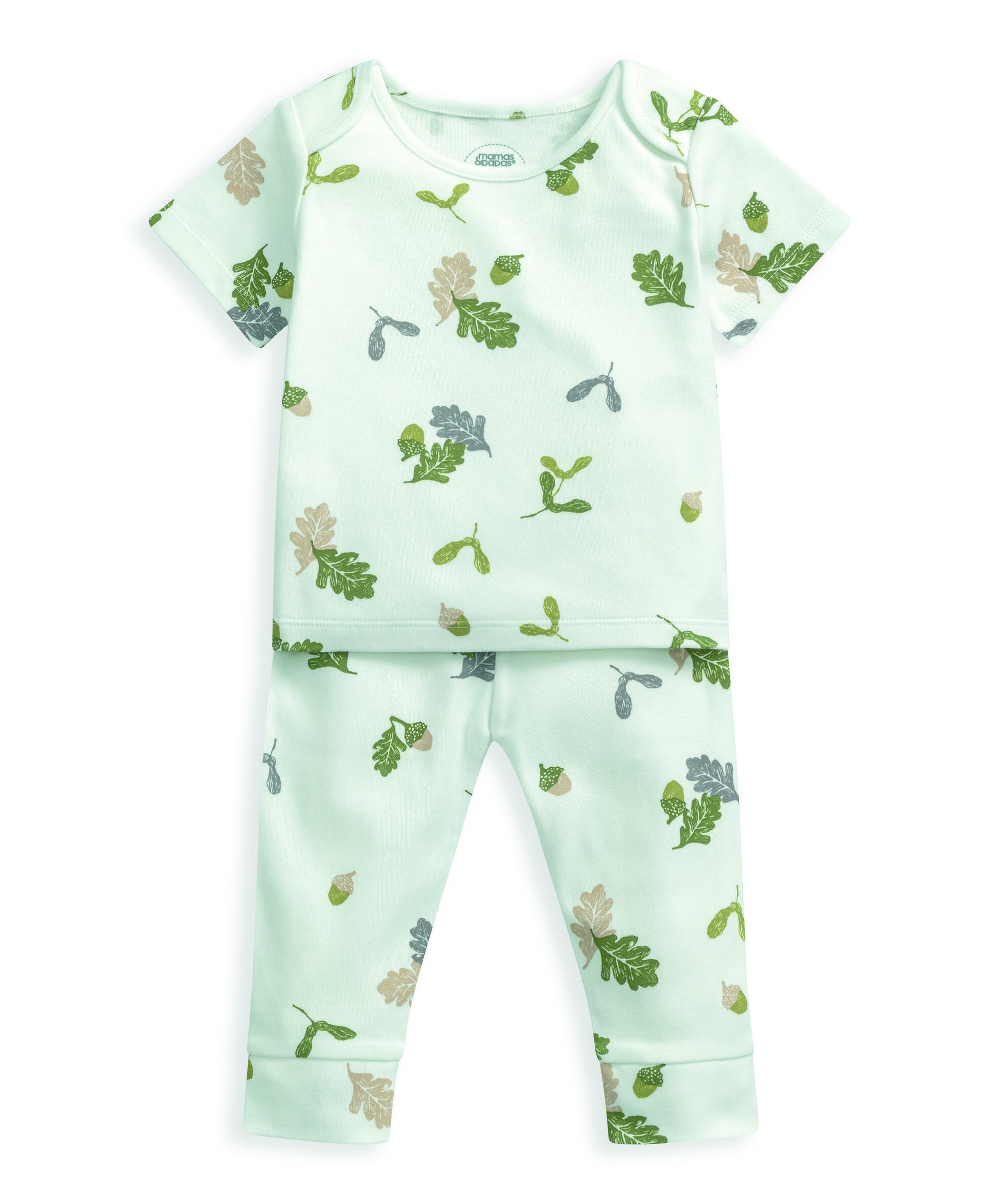طقم بيجاما جيرسيه بطبعة أوراق شجر - قطعتان image number 4