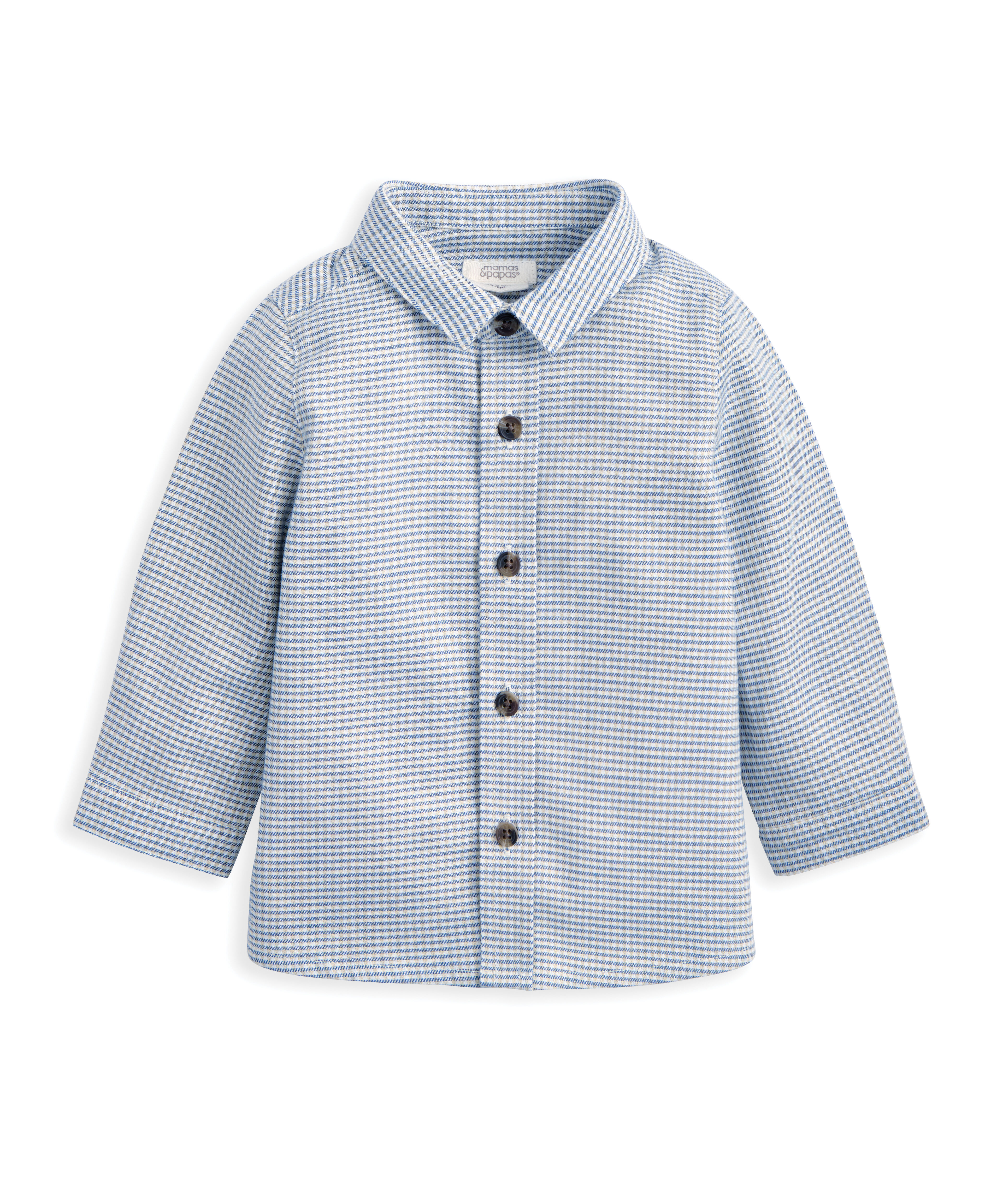 طقم قميص بنقشة مربعات وبنطال أزرق قطن مخملي مضلع، 2 قطع image number 3