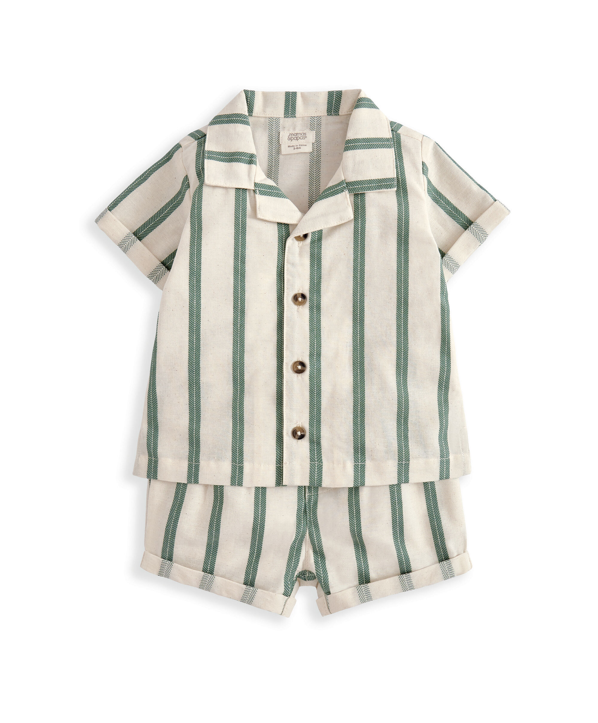 طقم قميص وشورت بلون أخضر، قطعتين image number 2