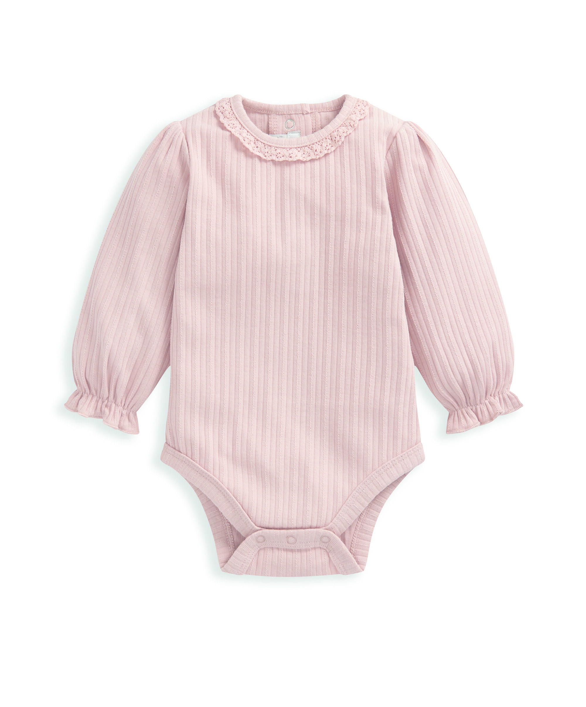 لباس قطعة واحدة بحافة دانتيل - وردي image number 2