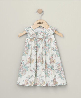 فستان بنقشة زهور وياقة بحافة صدفية فستان بنقشة زهور وياقة بحافة صدفية