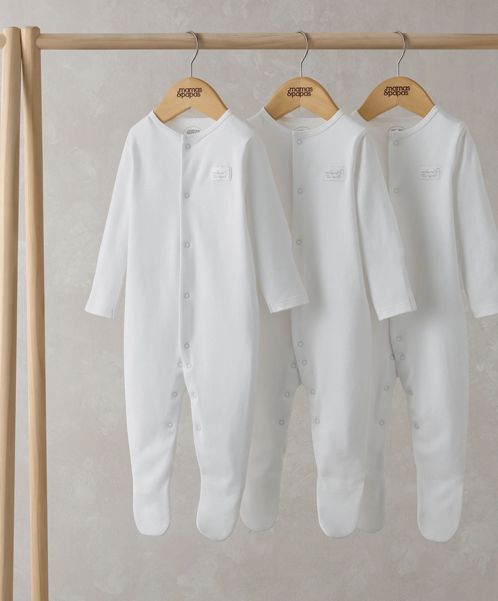 3pk White Sleepsuits