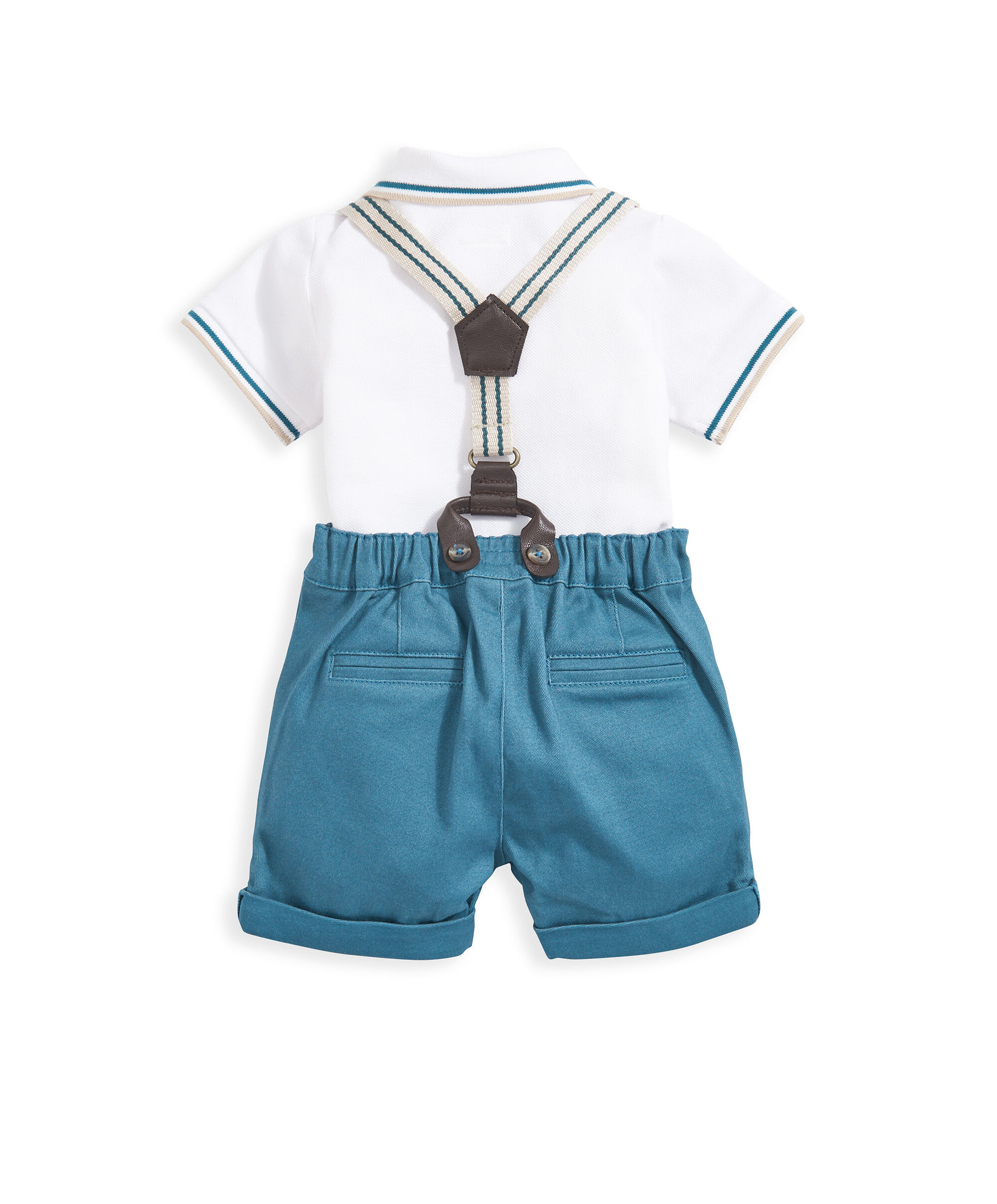 طقم شورت وحمالات أزرق - 3 قطع image number 3