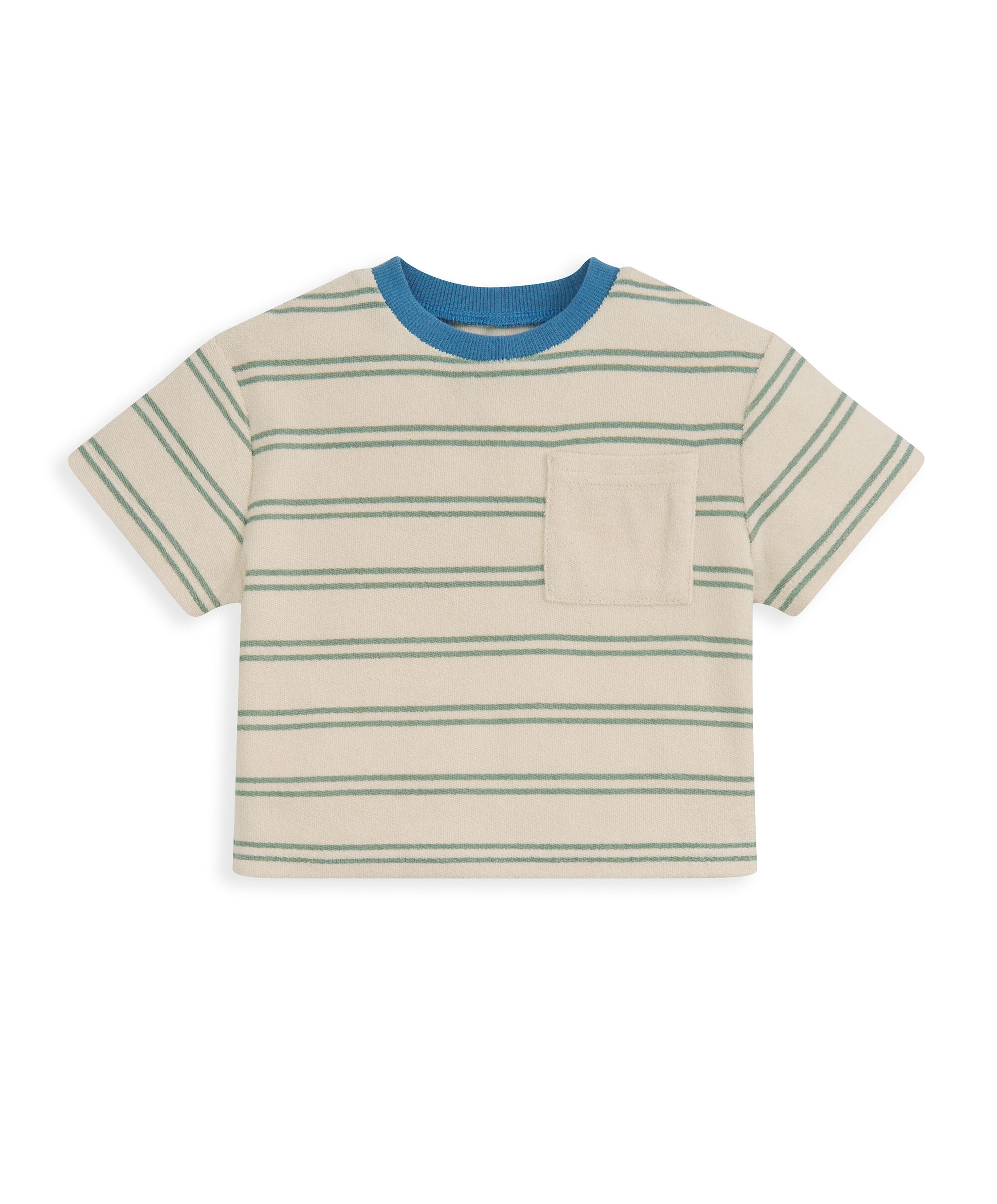 طقم تيشيرت مخطط وبنطال رياضي قماش تيري، قطعتين image number 3