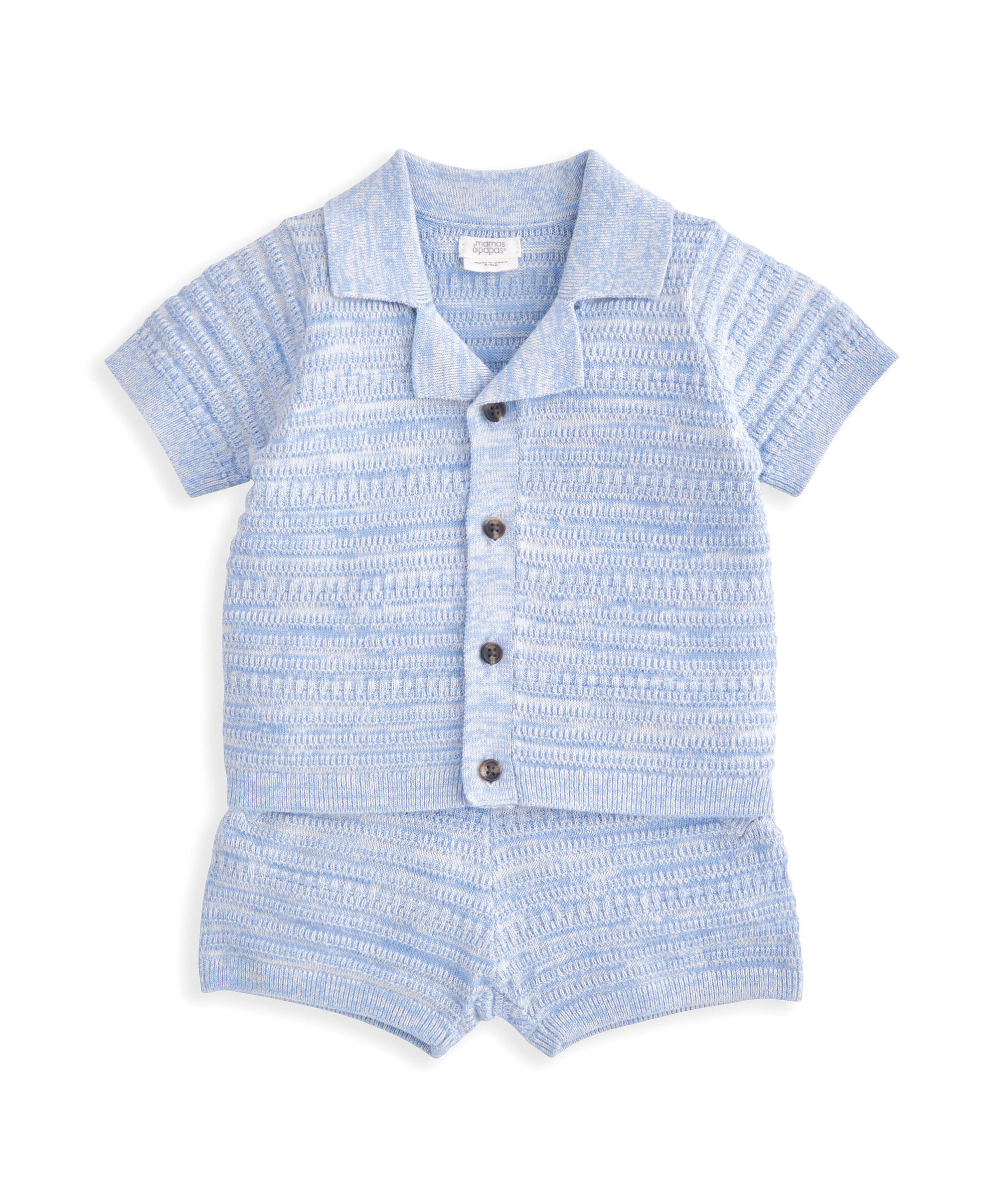 طقم تي شيرت بولو وشورت بنسيج متنوع- قطعتان image number 2