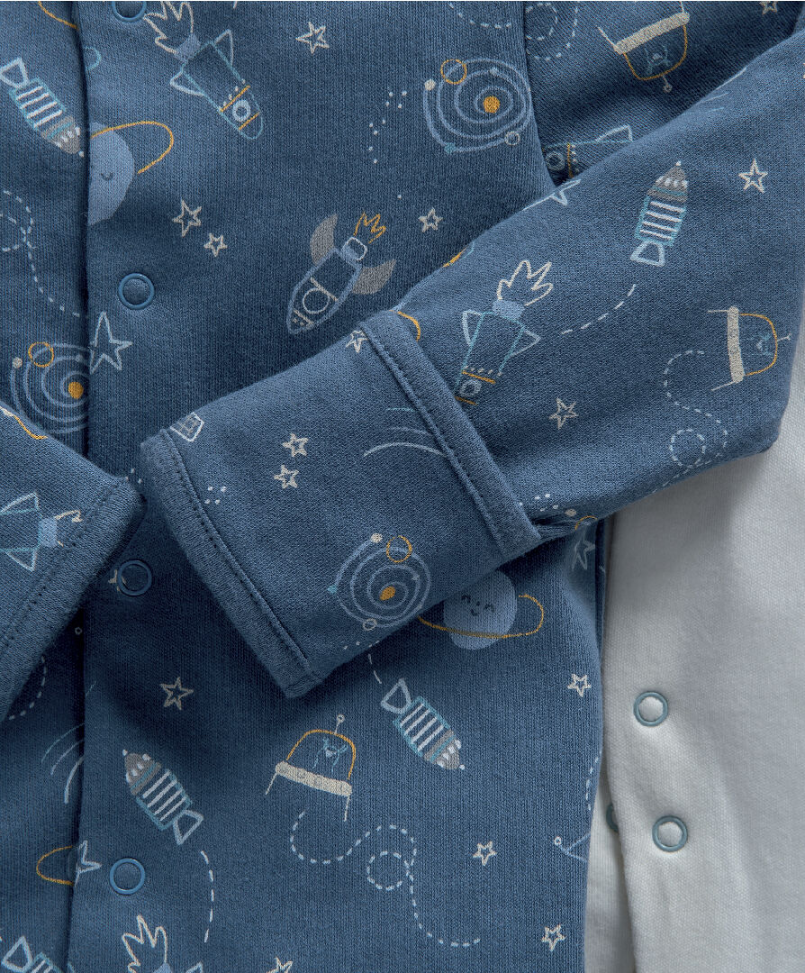طقم بيجاما قطعة واحدة بنقشة فضاء - 3 قطع image number 2