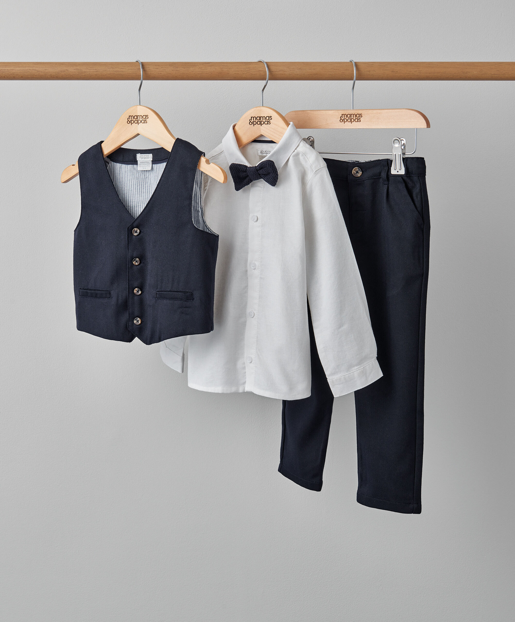 بدلة بربطة عنق منسوجة بلون كحلي - 4 قطع image number 1