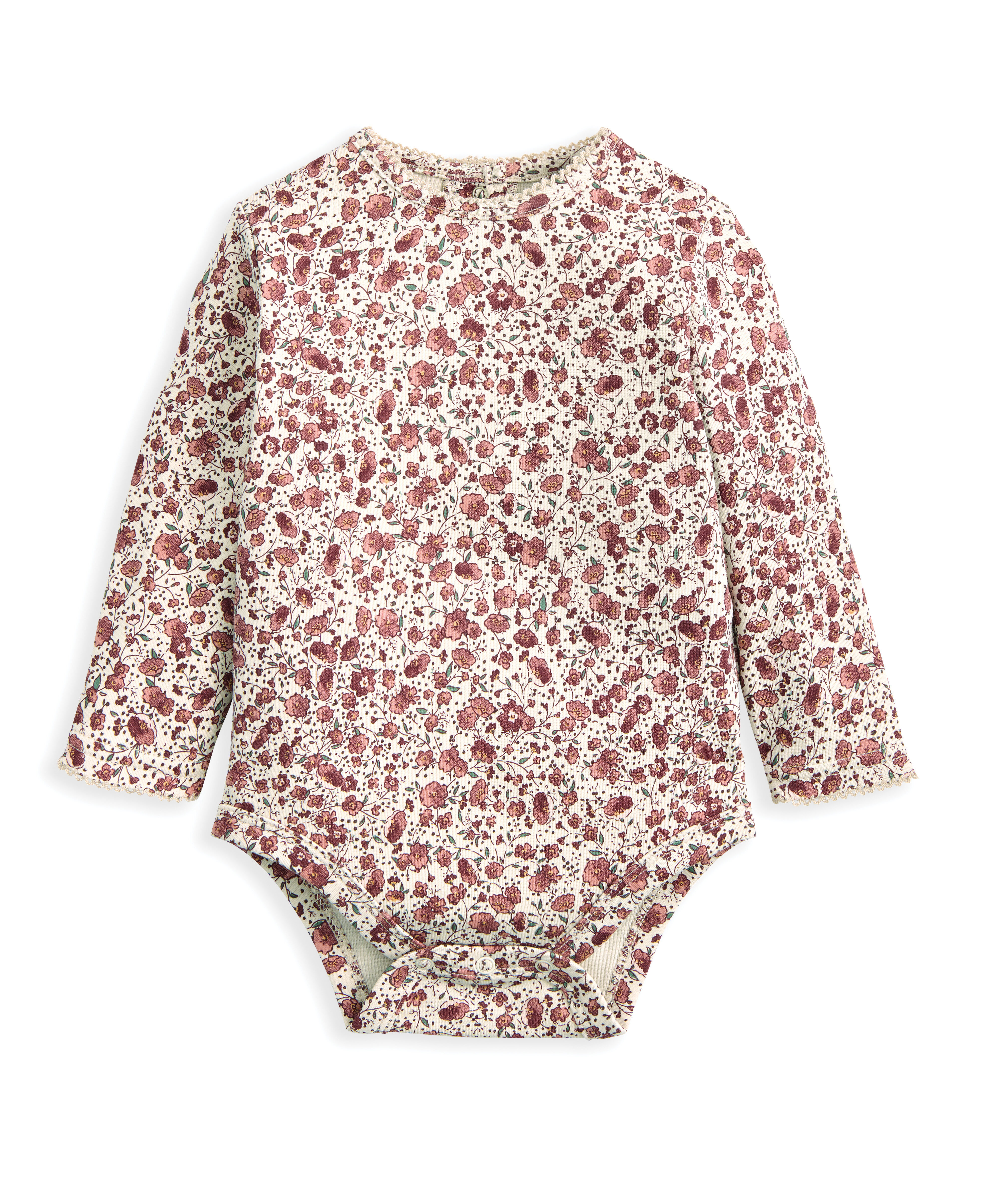 طقم فستان مخمل وبودي سوت بنقشة زهور، 2 قطع image number 3