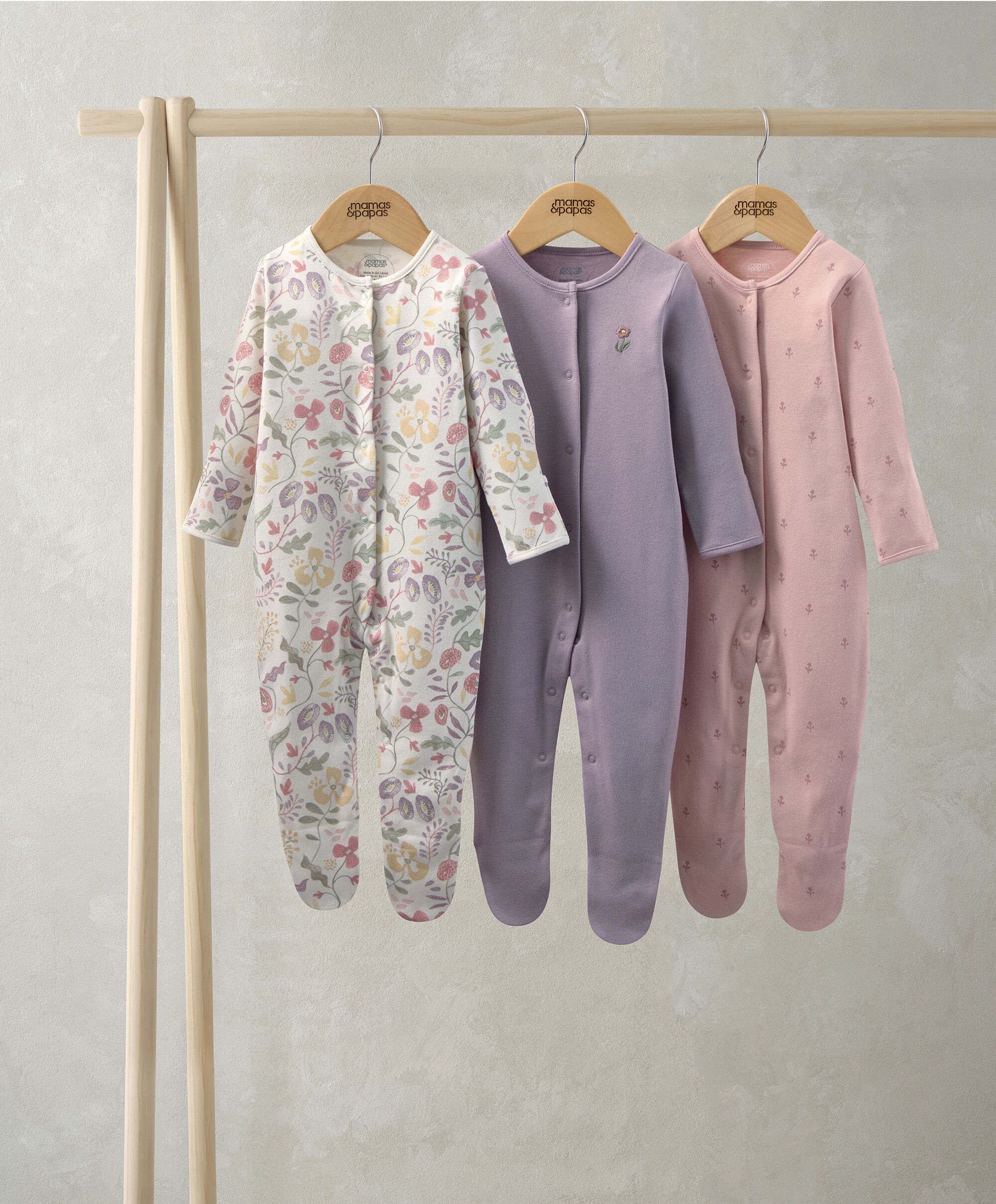 Floral Sleepsuits (Pack of 3) image number 1