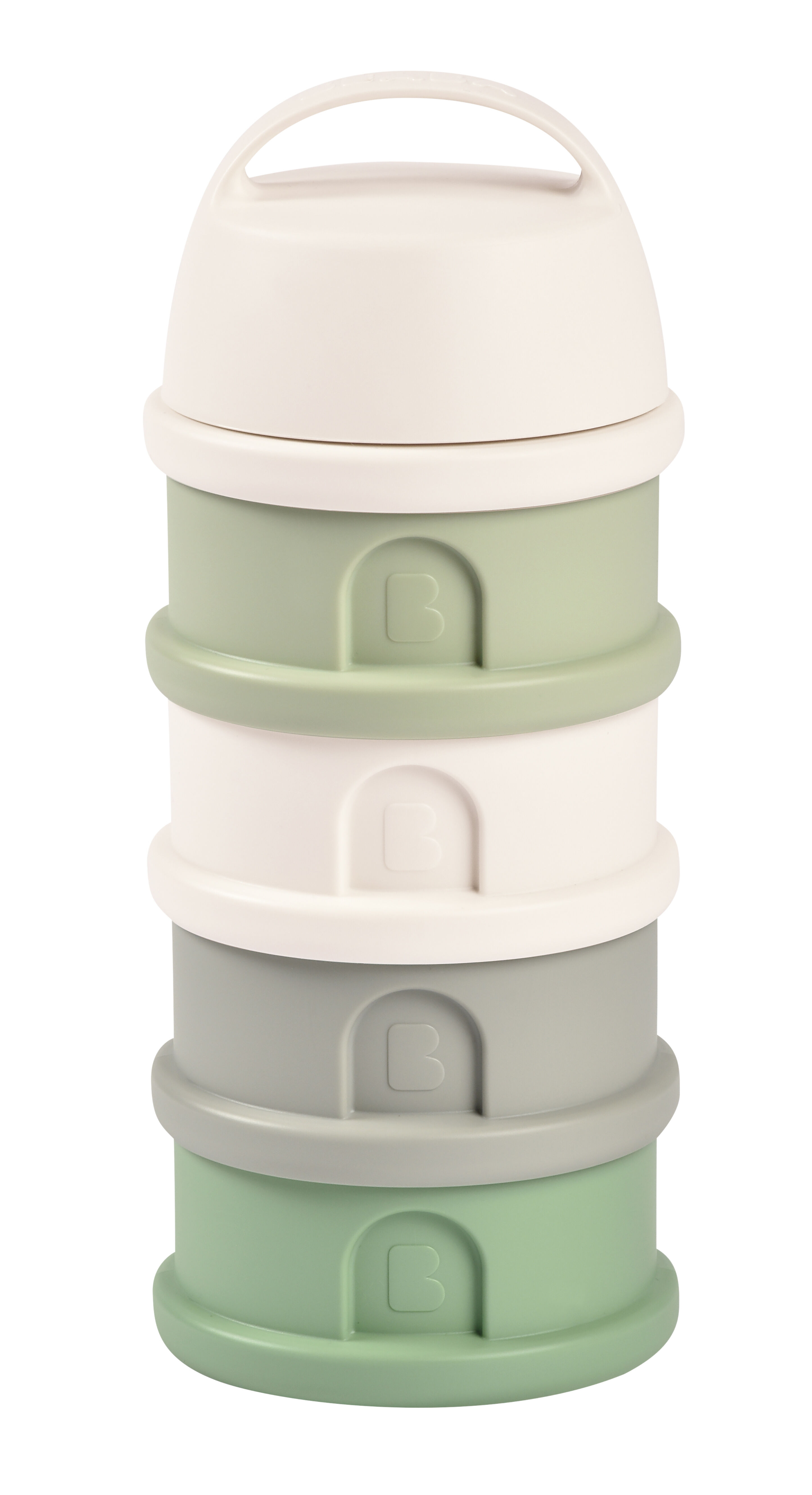 Beaba Formula Milk Container 4 Compartments Cotton white Sage green