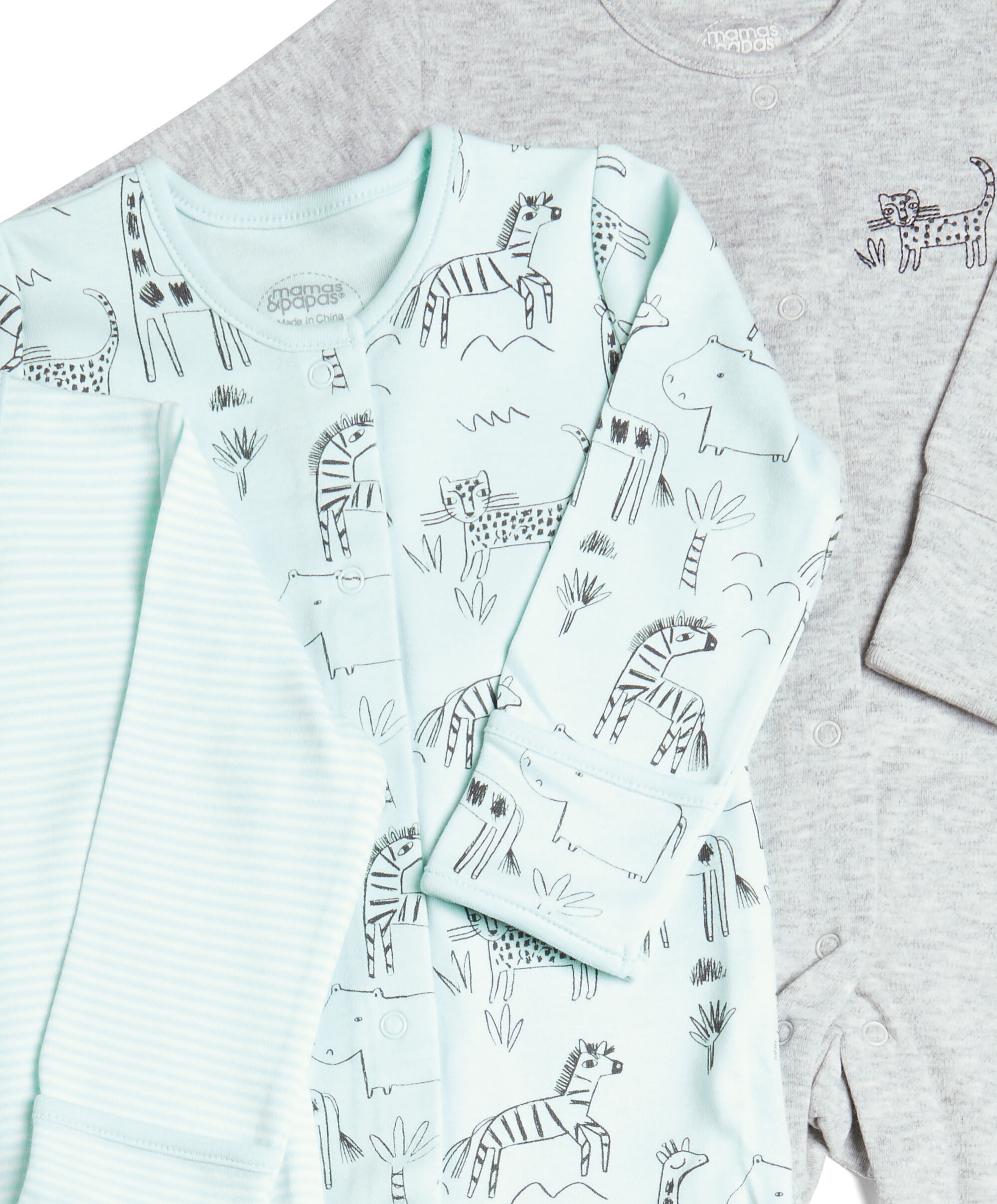 طقم بيجاما قطعة واحدة بنقشة حيوانات - 3 قطع image number 2