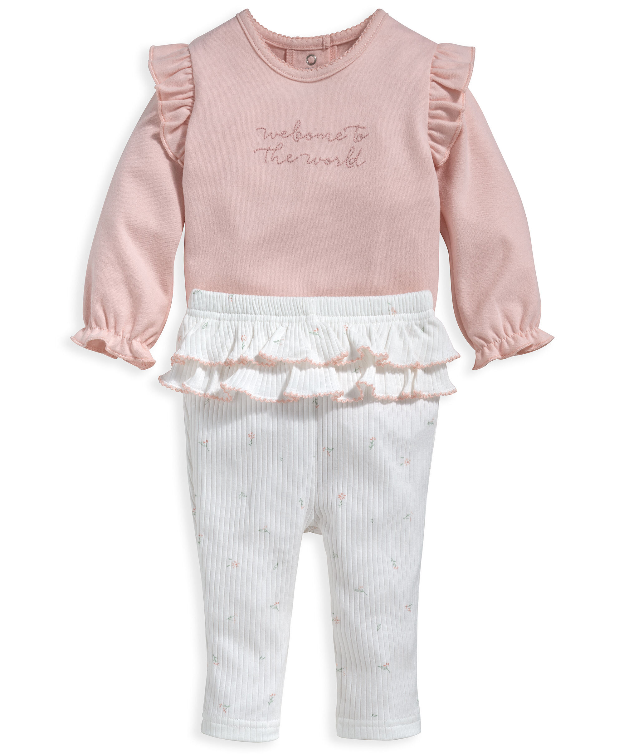 طقم لباس قطعة واحدة وردي ولغينغز - قطعتان image number 1