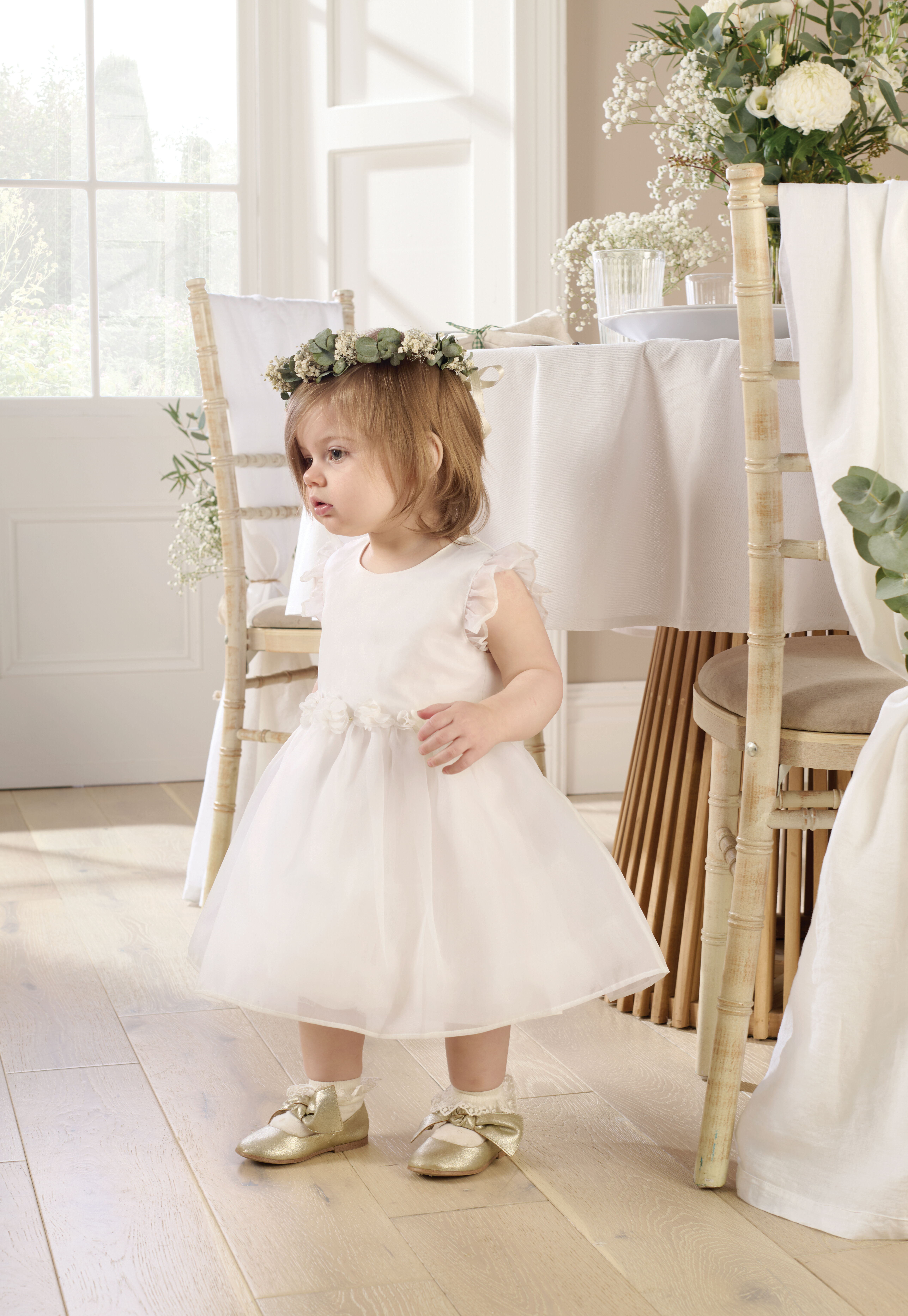 فستان أورجانزا مزين بزهور - أبيض image number 3