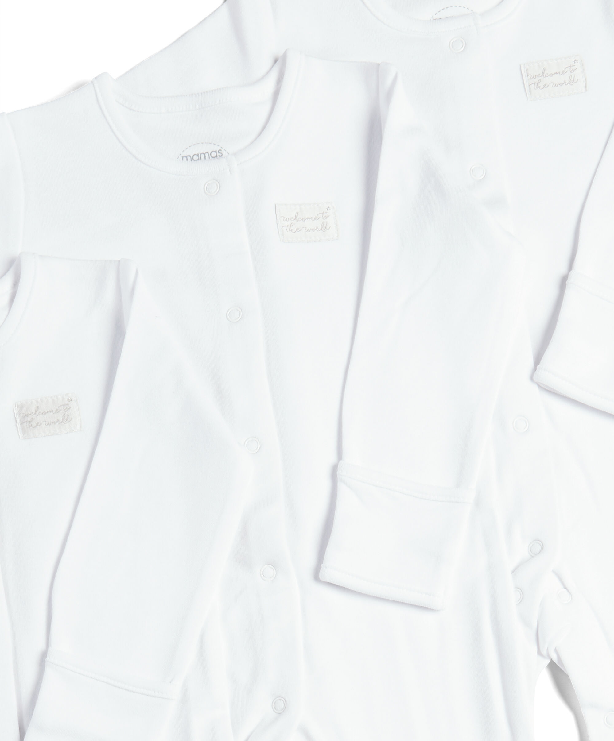 طقم بيجاما قطعة واحدة بلون أبيض - 3 قطع image number 2