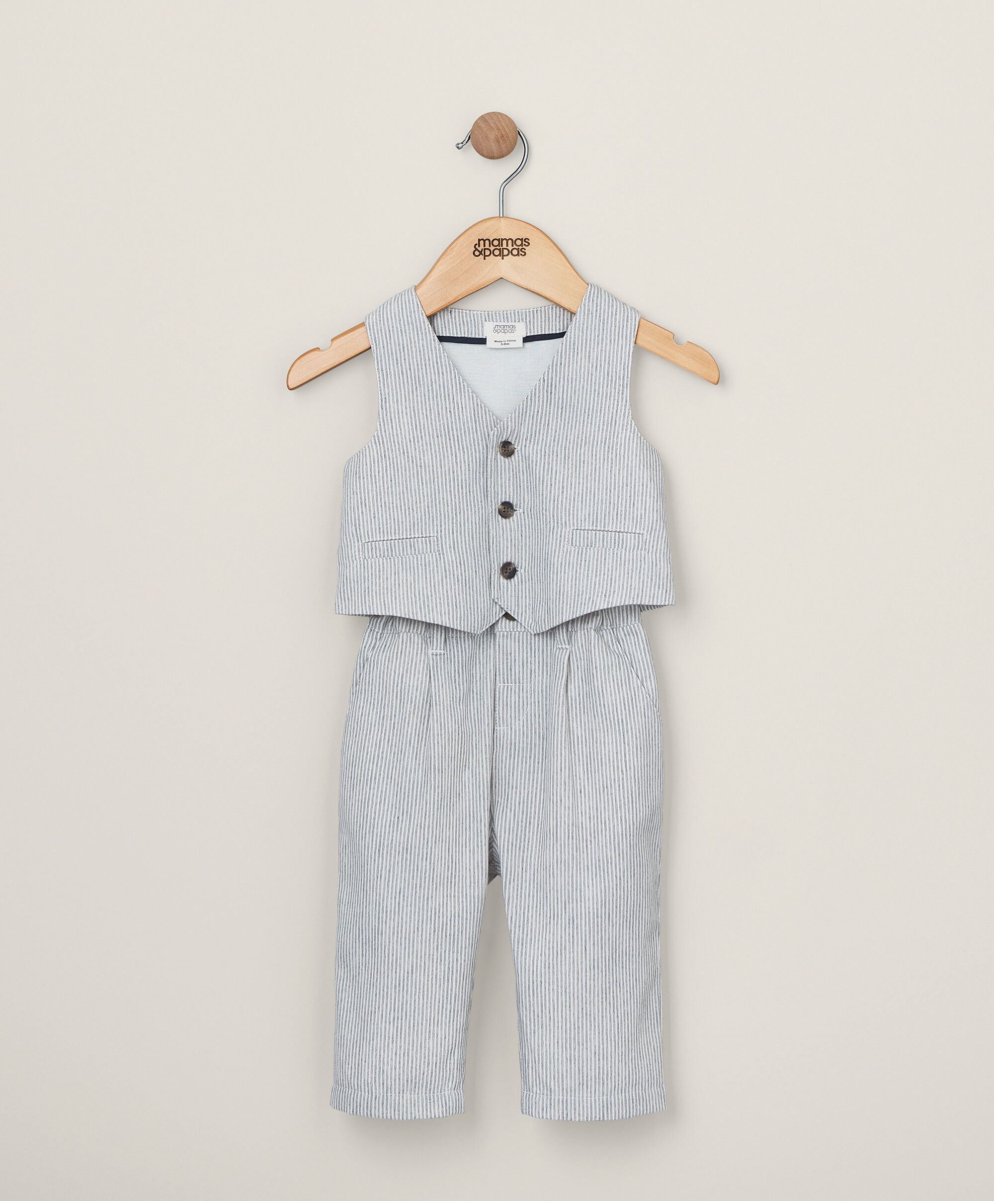 طقم فيست وبنطال بتصميم مخطط - قطعتان image number 1