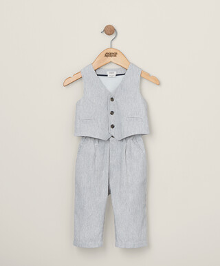 طقم فيست وبنطال بتصميم مخطط - قطعتان طقم فيست وبنطال بتصميم مخطط - قطعتان