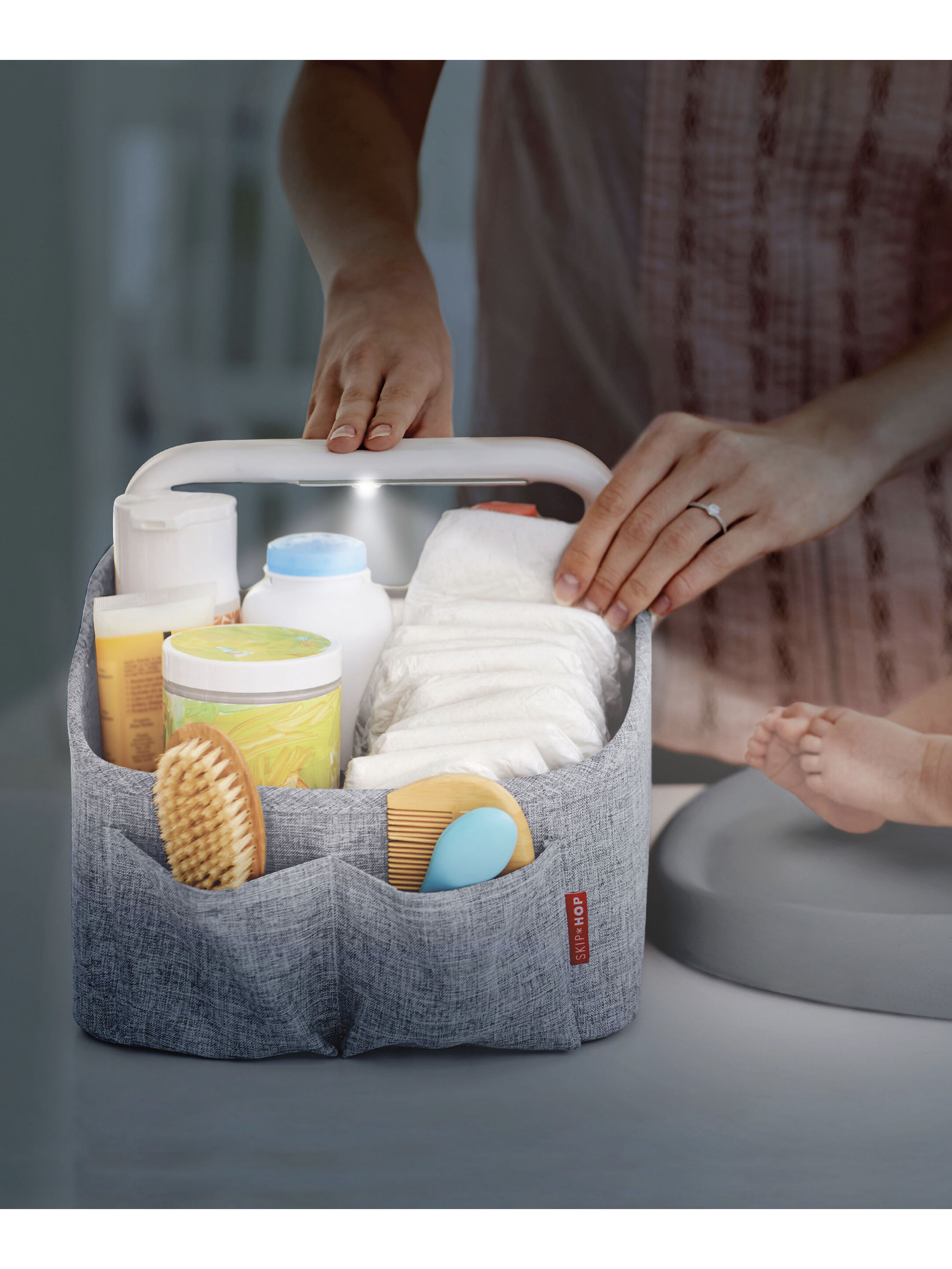 سلة حفاضات بإضاءة من سكيب هوب - رمادي image number 3