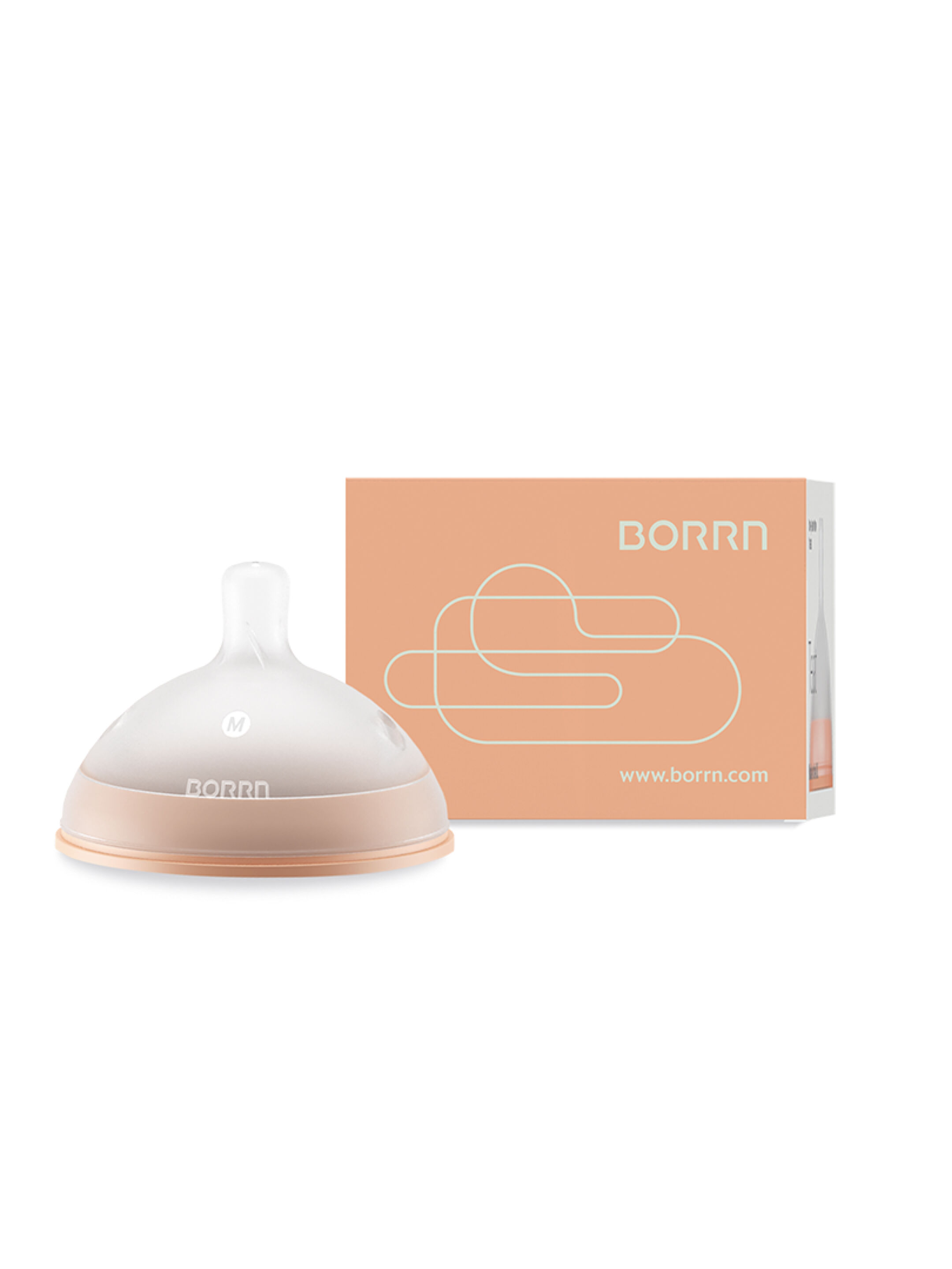 حلمة سيليكون خالية من مادة بيسفينول أ وغير سامة بتدفق متوسط من بورن