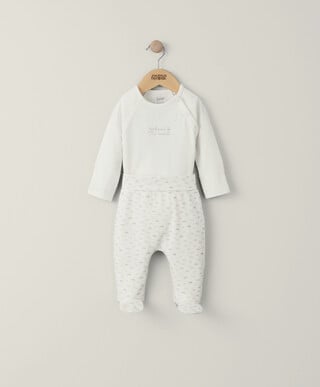 طقم لباس قطعة واحدة بتطريز ويلكم تو ذا وورلد ولغينغز بنقشة سحب - قطعتان طقم لباس قطعة واحدة بتطريز ويلكم تو ذا وورلد ولغينغز بنقشة سحب - قطعتان