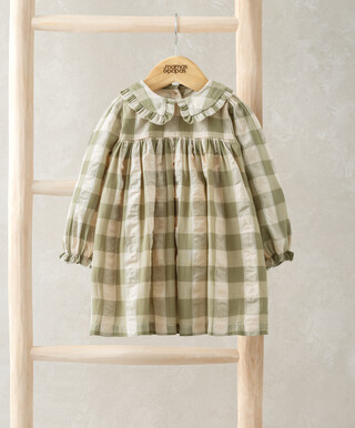 فستان بنمط قميص ونقشة مربعات غينغهام فستان بنمط قميص ونقشة مربعات غينغهام