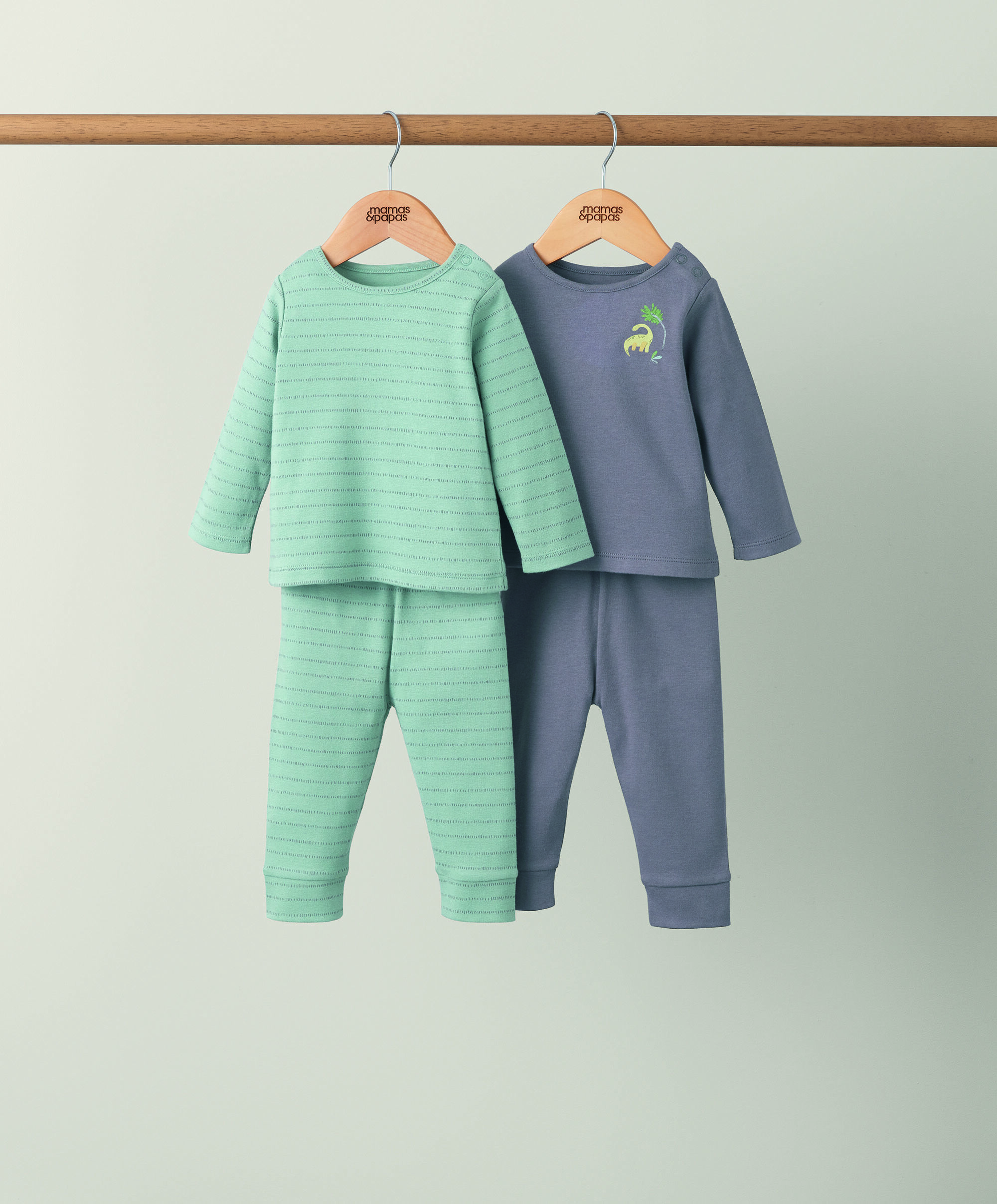 طقم بيجاما جيرسيه بنقشة ديناصور - قطعتان image number 1