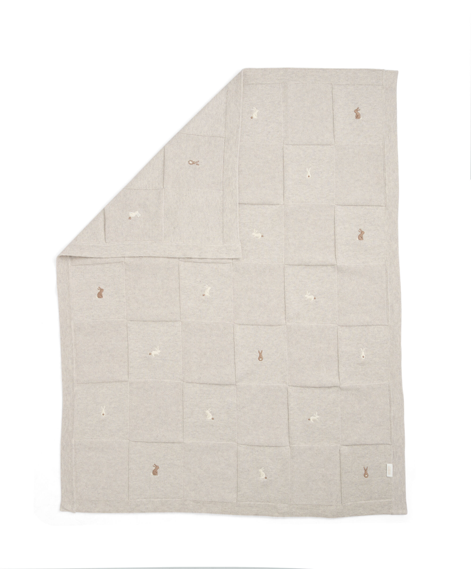 بطانية منسوجة بنقشة أرنب باللون الرمادي image number 3