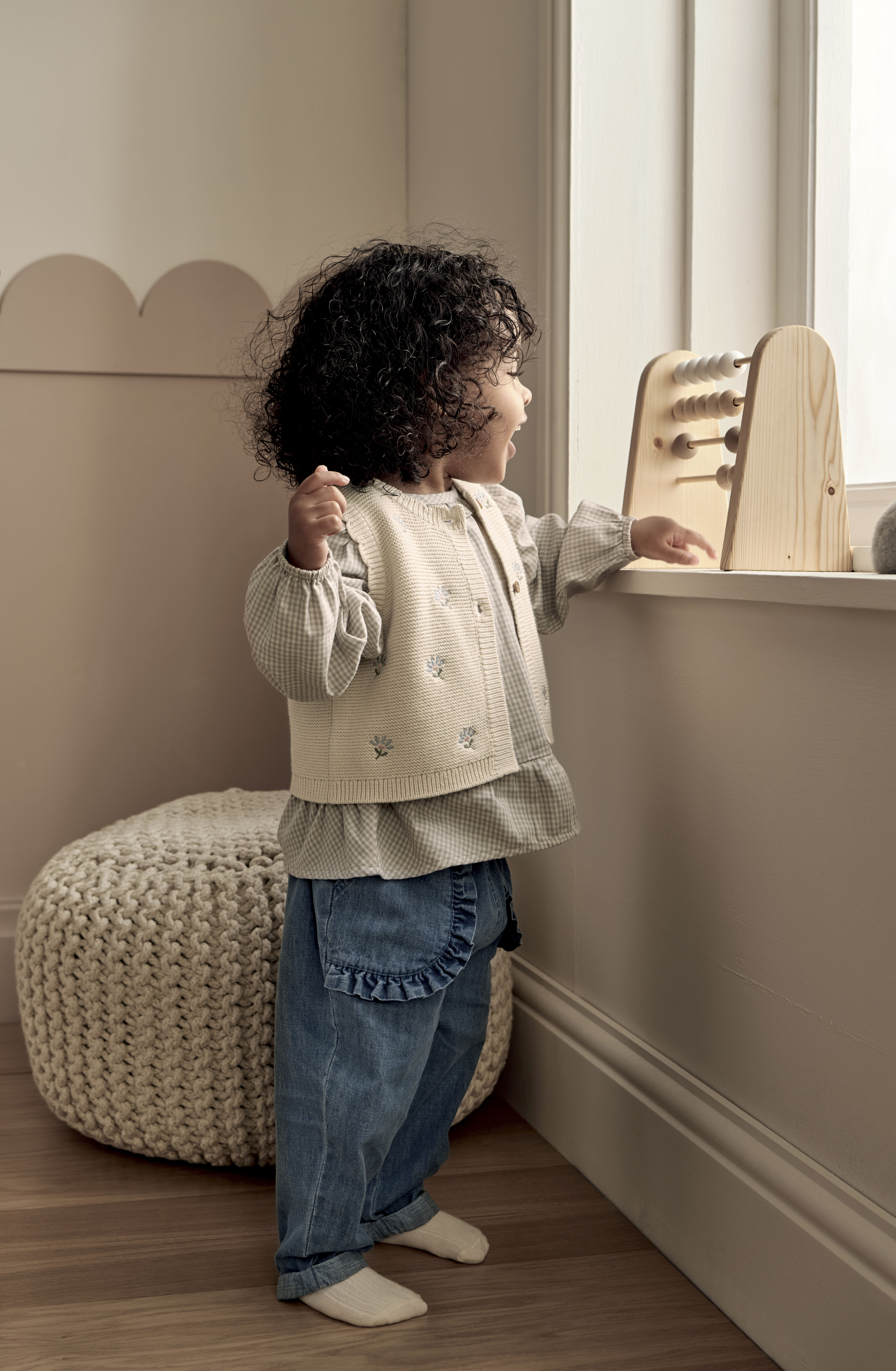 طقم فيست مسنوج وبلوزة للبنات، قطعتين image number 2