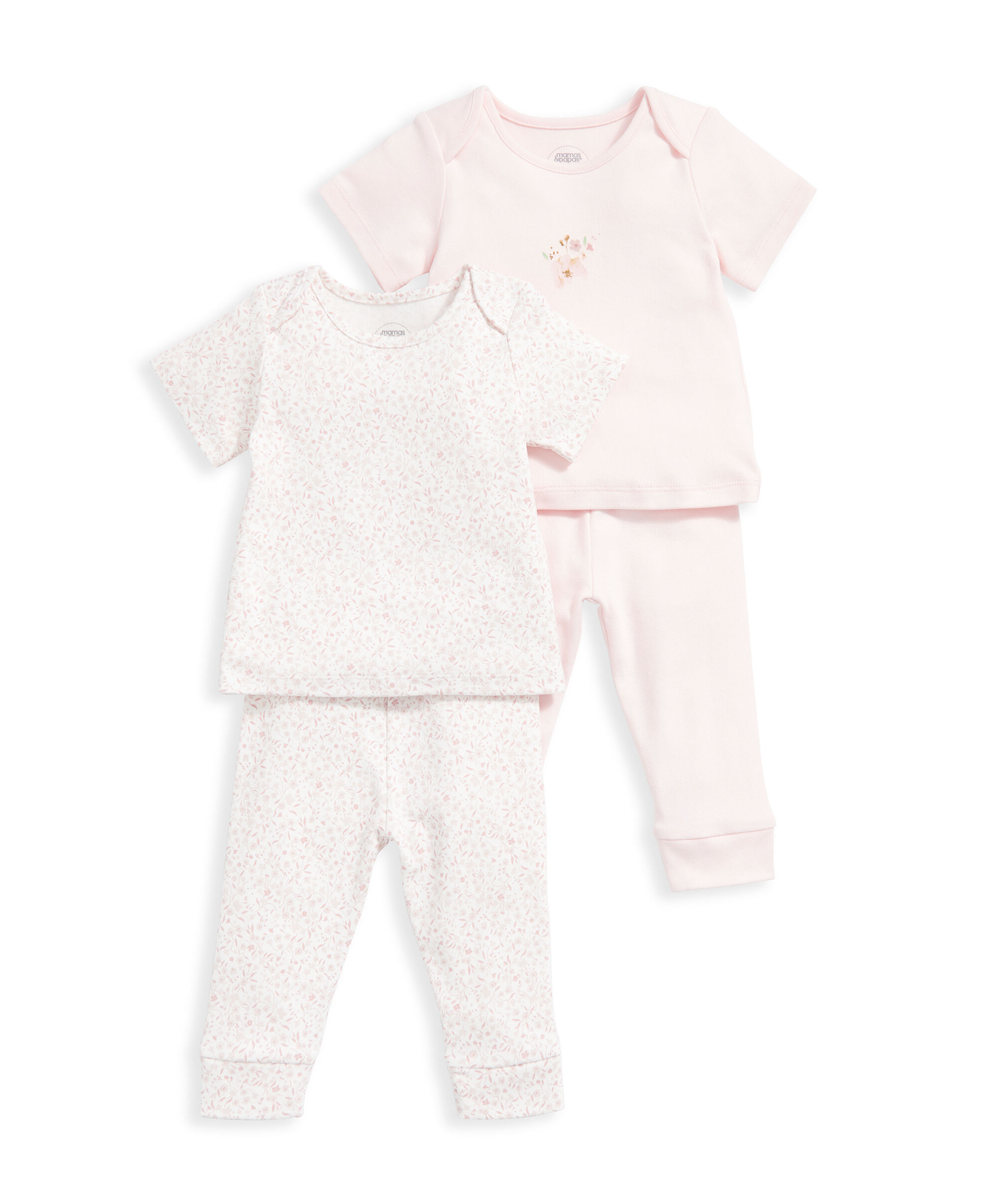 طقم بيجاما بنقشة زهور بألوان مائية - قطعتان بلون وردي image number 2