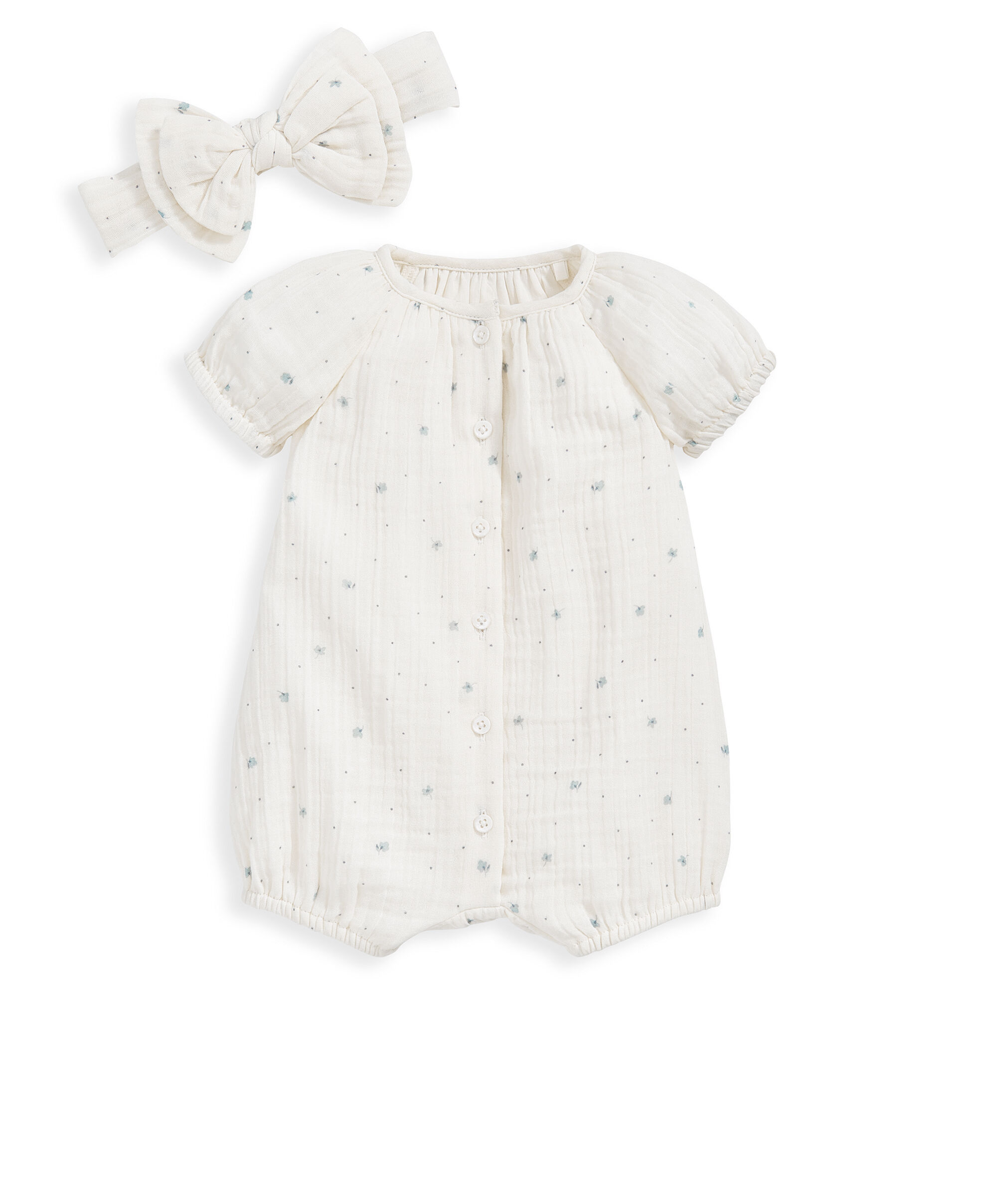 طقم رومبر وطوق رأس بنقشة زهور - وردي image number 2