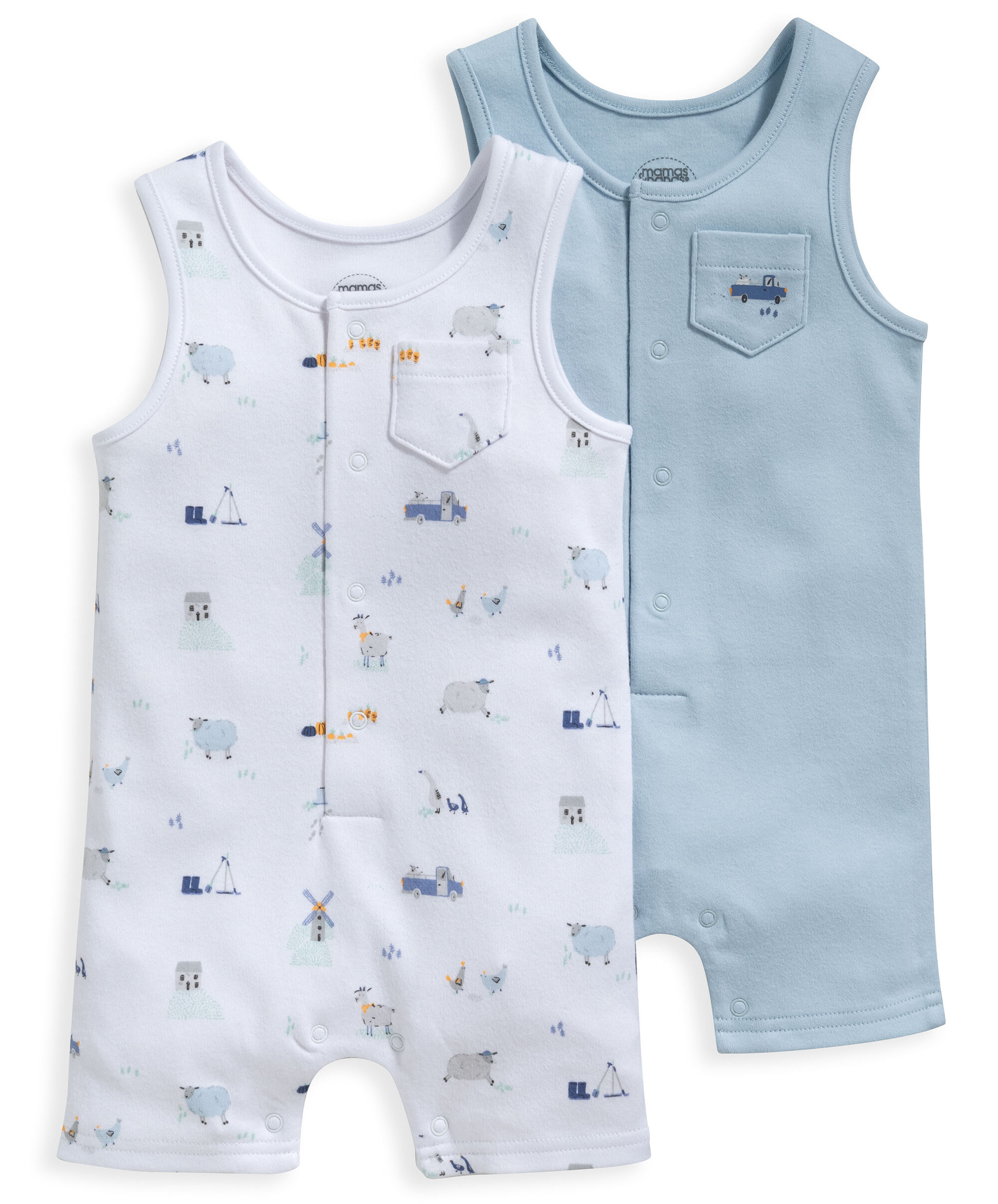 طقم رومبر أزرق بلا أكمام - قطعتان image number 1