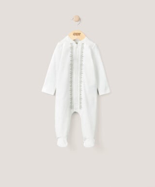 بيجاما قطعة واحدة مطرزة للعيد - أبيض بيجاما قطعة واحدة مطرزة للعيد - أبيض