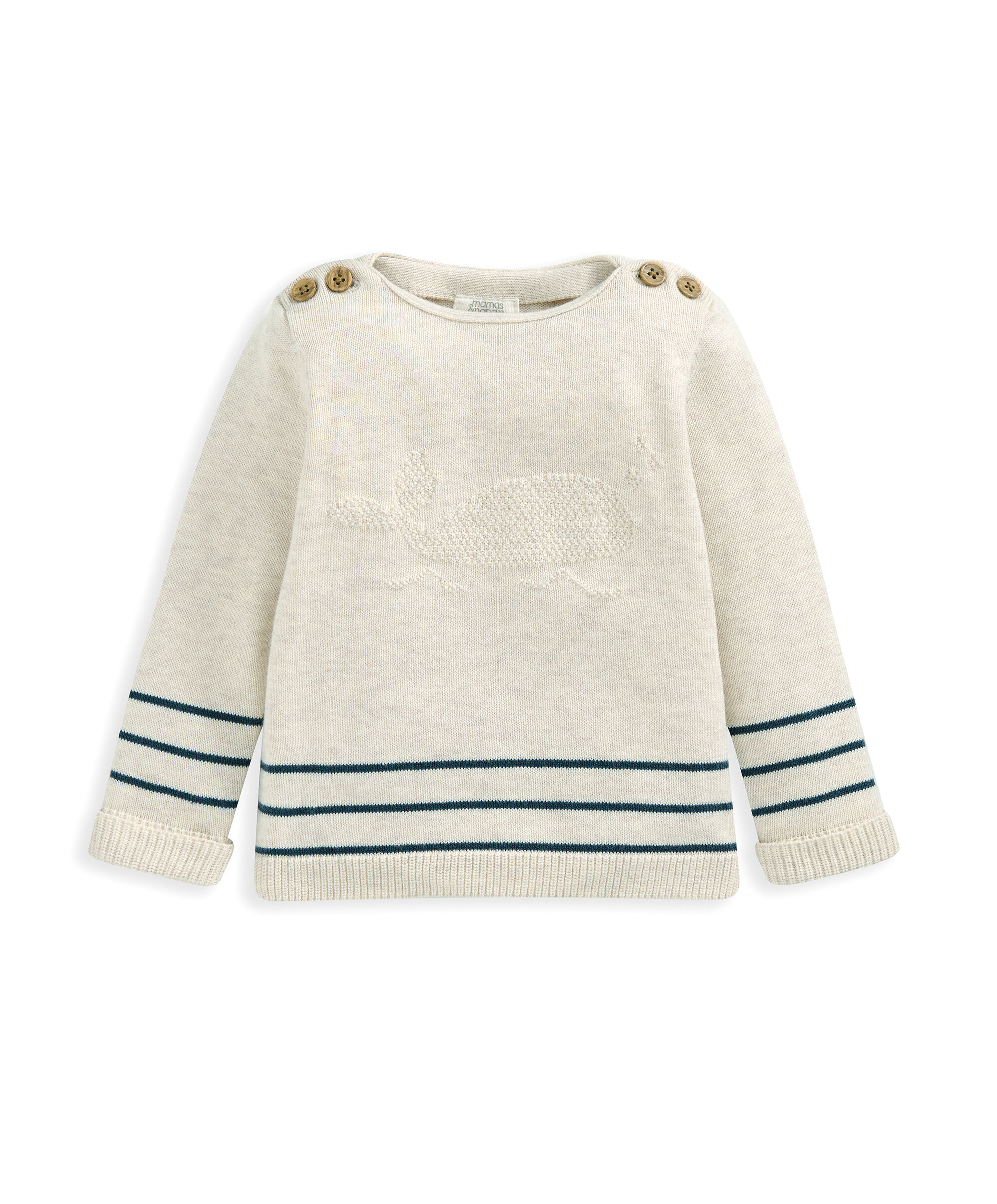 طقم سترة بطبعة حوت وبنطال - بيج image number 2